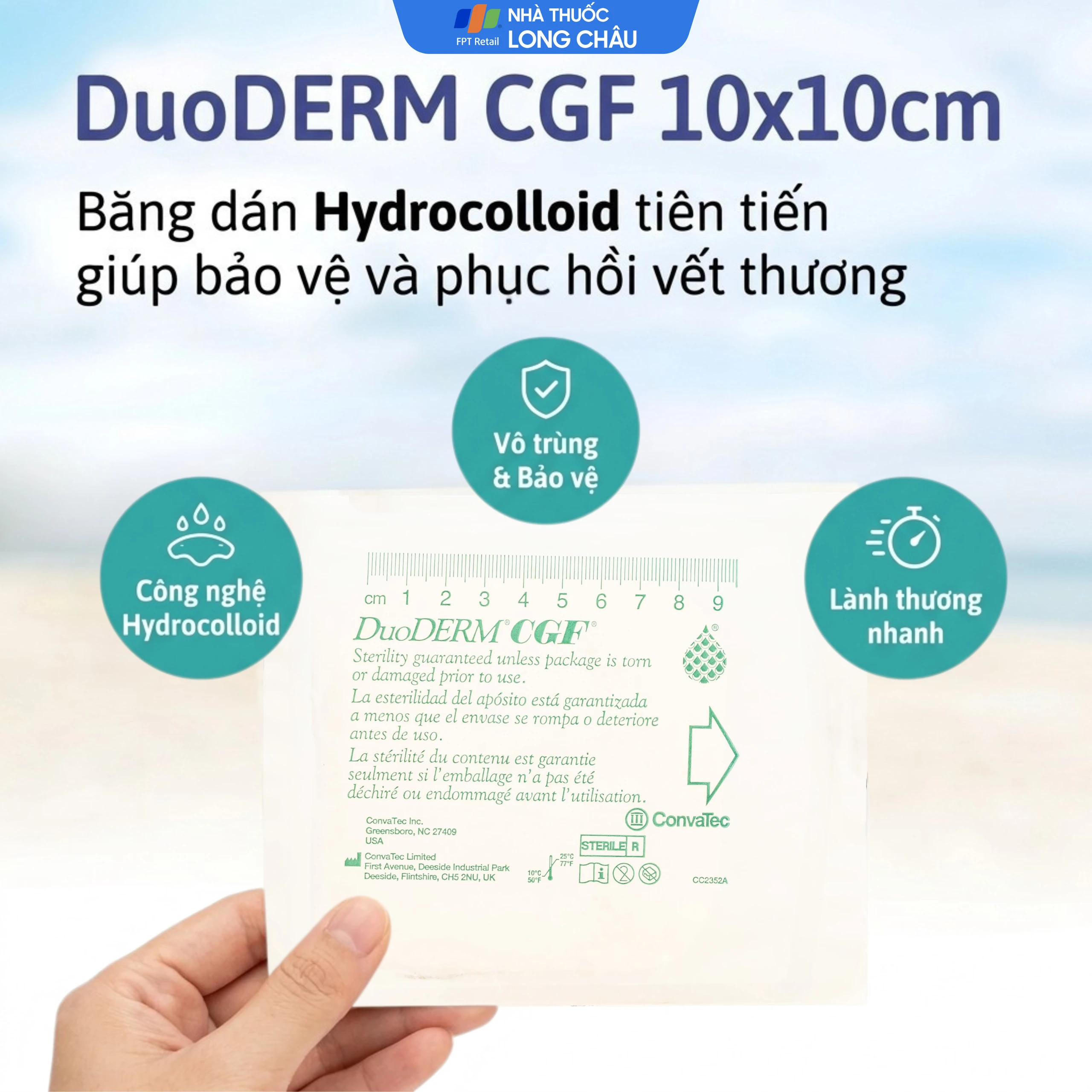 Băng dán vết thương Duoderm CGF 10x10cm (5 miếng) 2