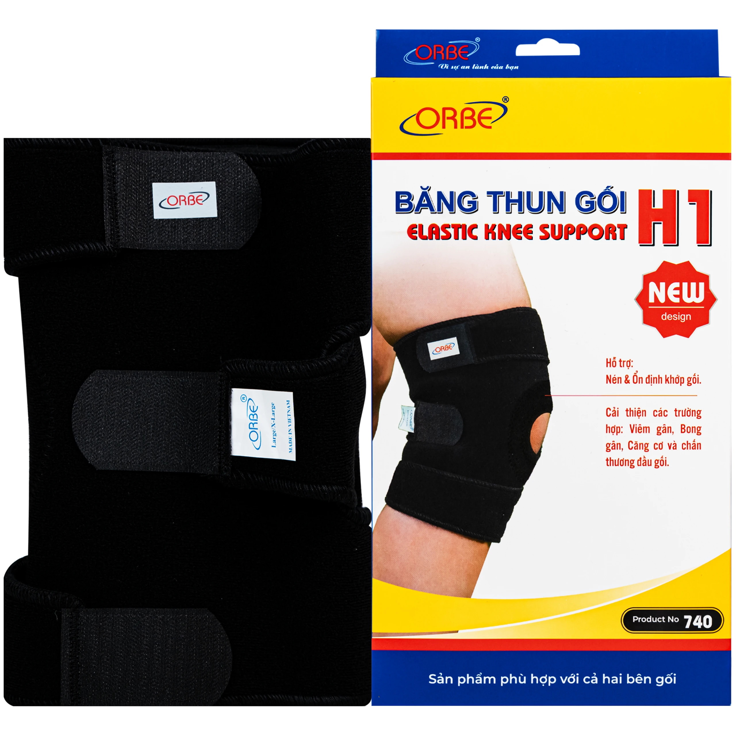 Băng thun gối Orbe h1 màu đen size s/m hỗ trợ vận động khi chơi thể thao 1