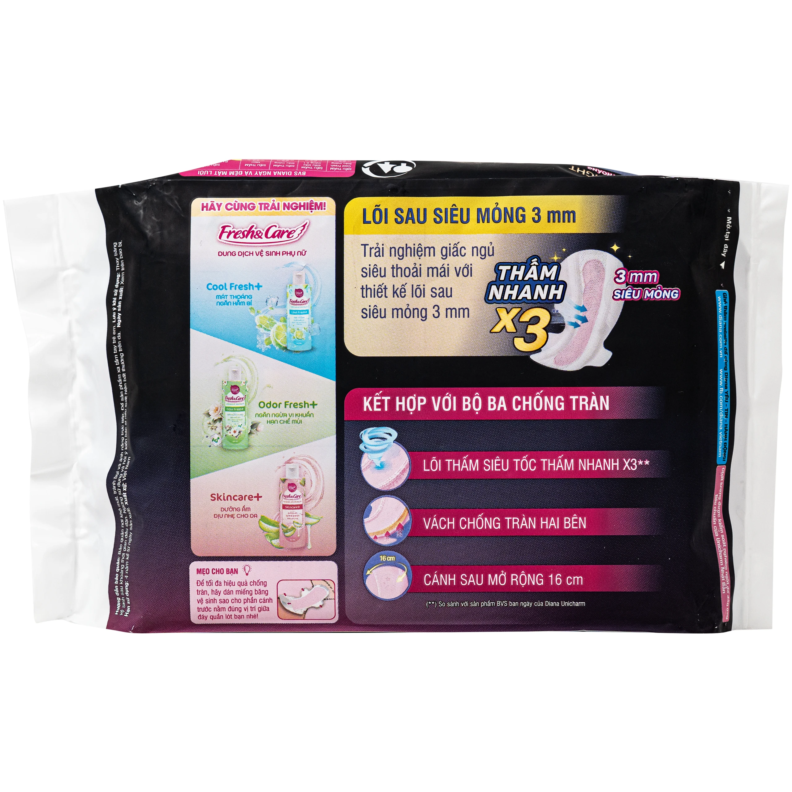Băng vệ sinh ban đêm Diana Siêu Thấm Super Night thấm nhanh gấp 3 lần (4 miếng) 2
