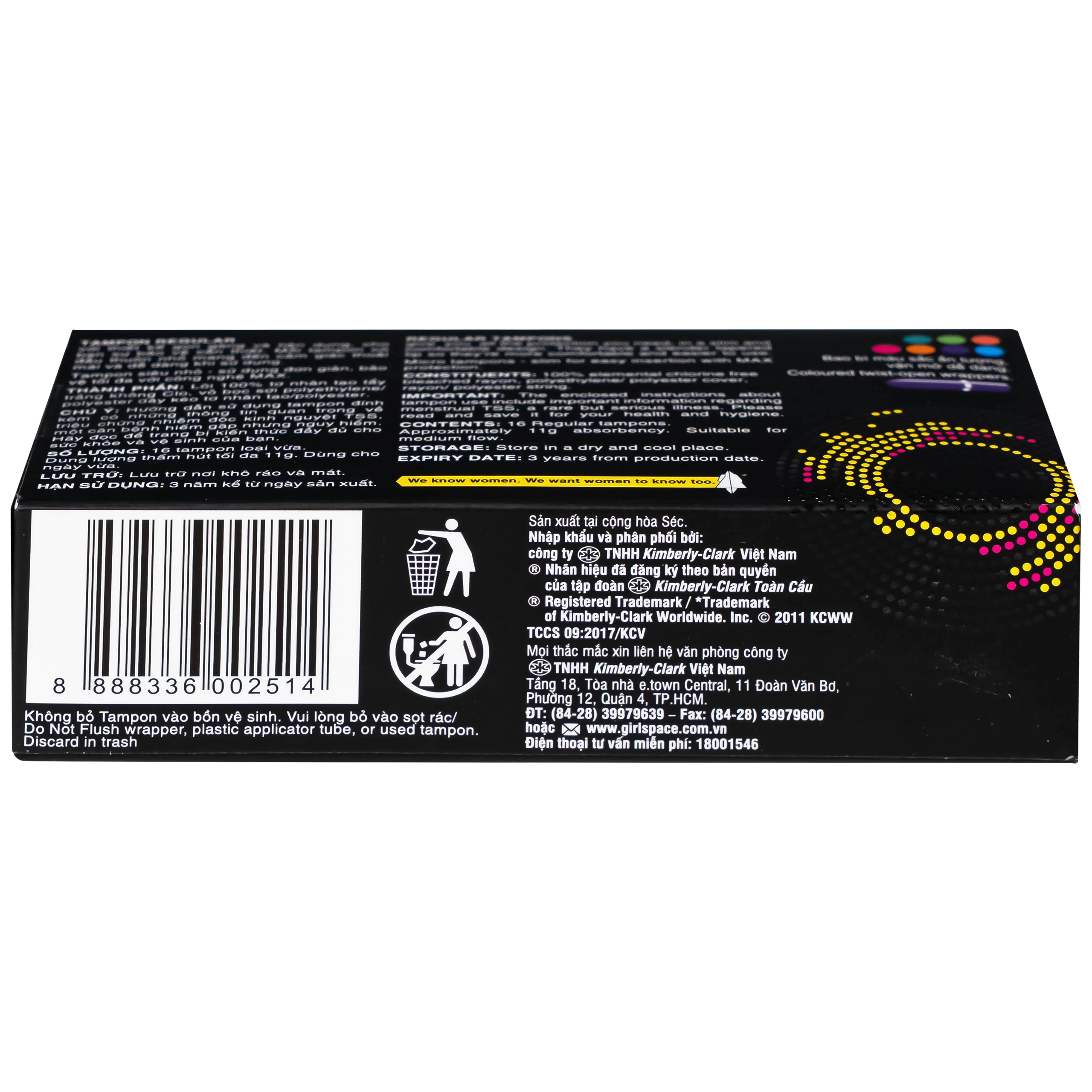 Băng vệ sinh dạng tampons Kotex loại vừa (Hộp 16 miếng) 5