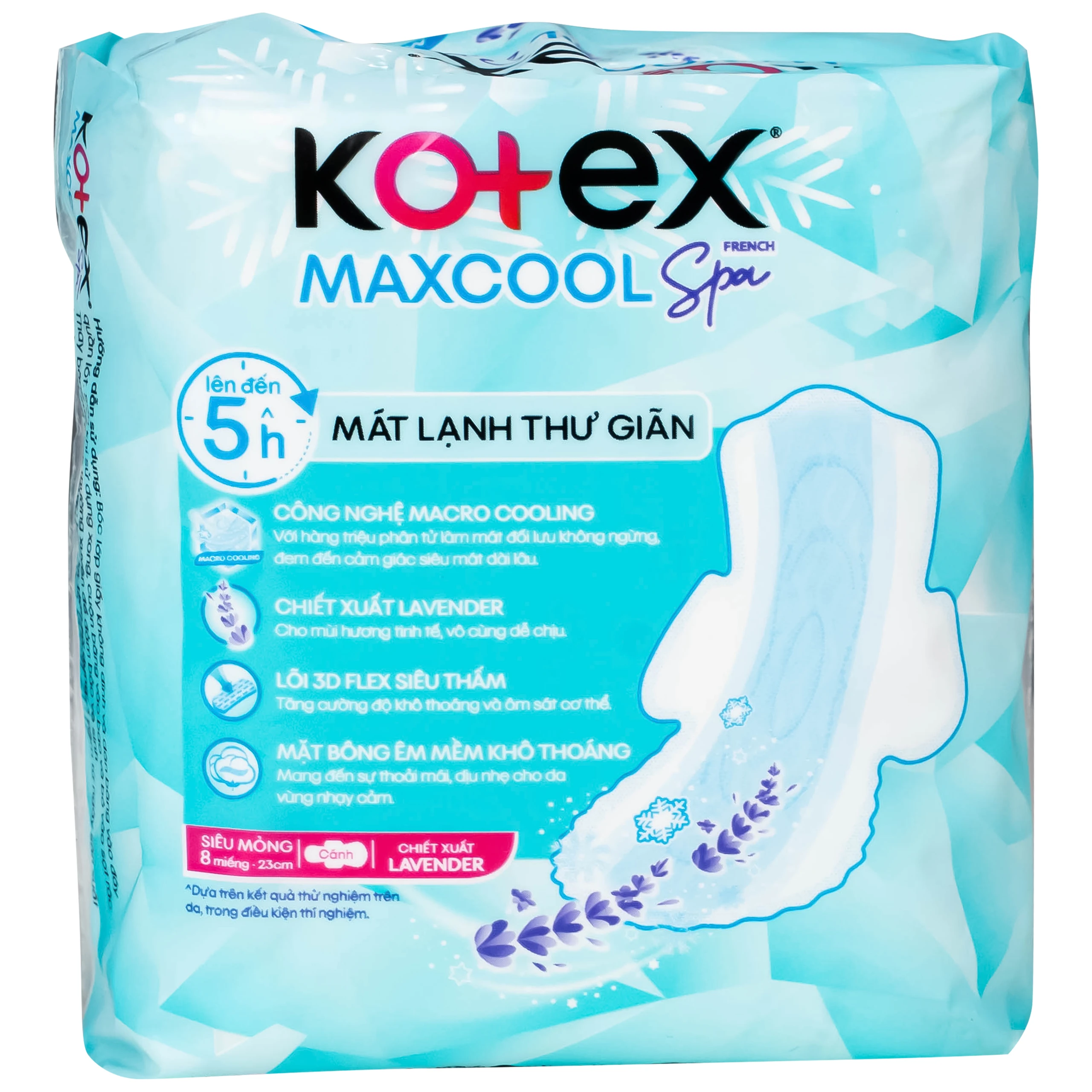 Băng vệ sinh Kotex maxcool french spa siêu mỏng cánh 23cm (Gói 8 miếng) 2