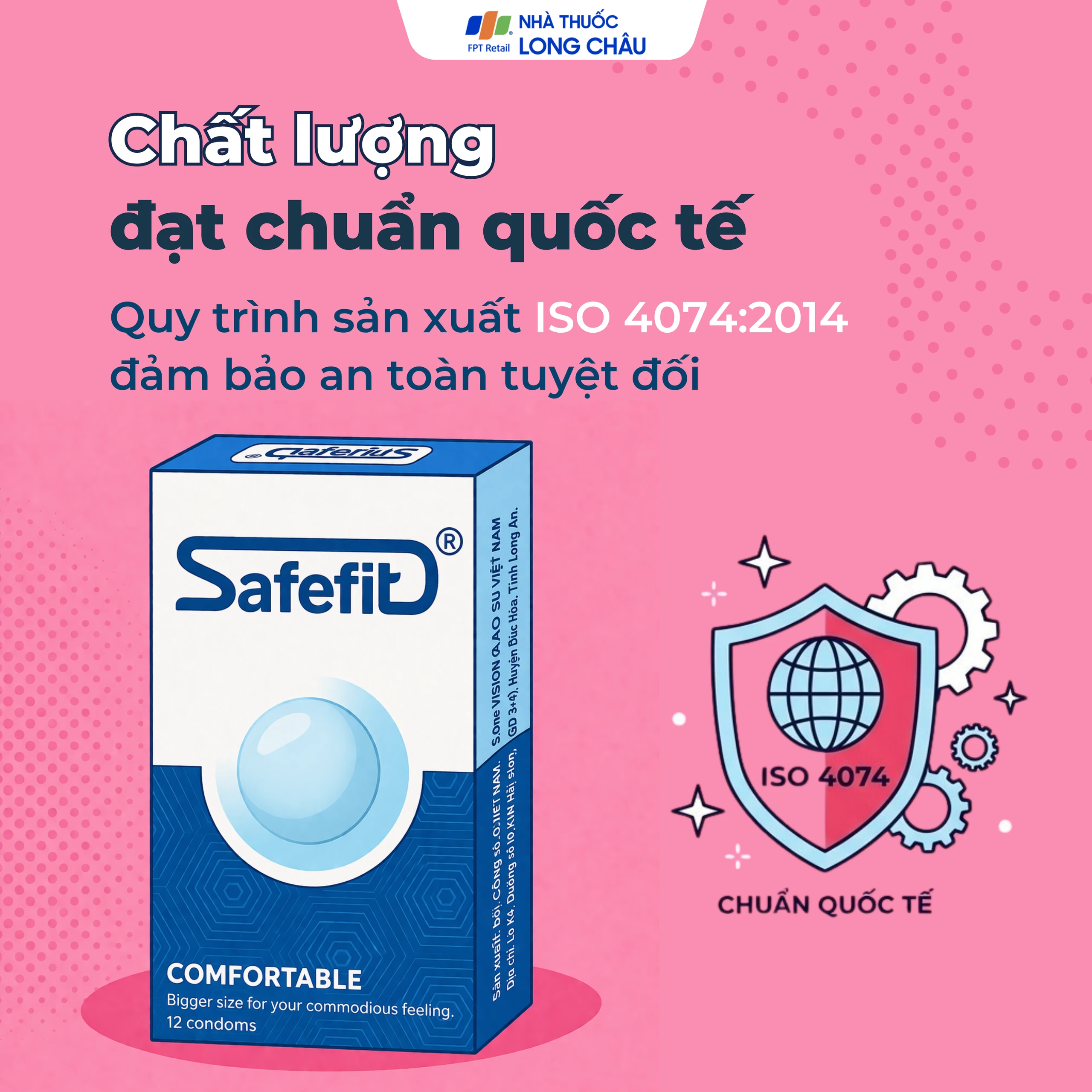 Bao cao su Safefit Comfortable S52 không mùi khó chịu, độ bền cao, khả năng co giãn tốt, chất bôi trơn (12 cái)