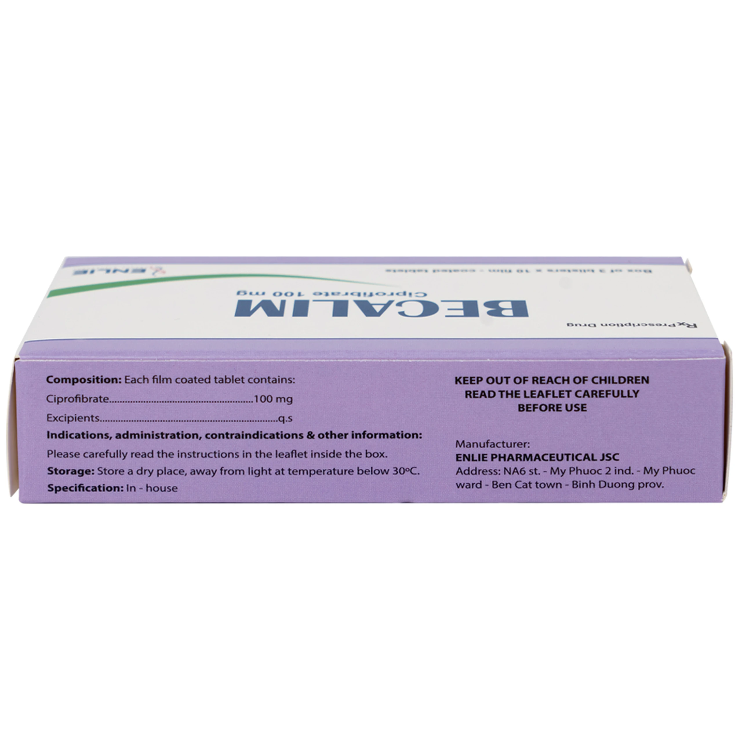 Thuốc Becalim 100mg Enlie Pharma điều trị tăng Cholesterol máu (3 vỉ x 10 viên)