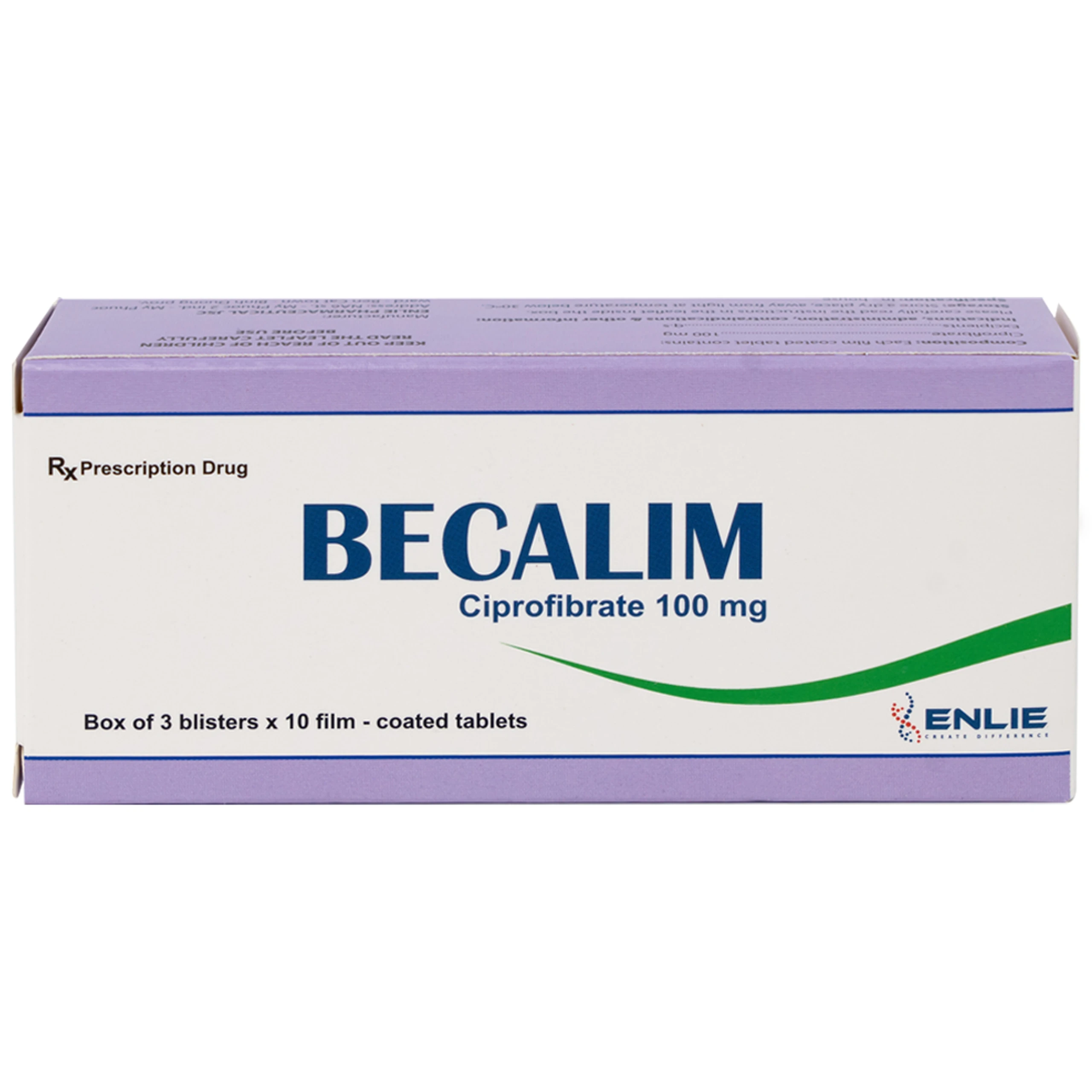 Thuốc Becalim 100mg Enlie Pharma điều trị tăng Cholesterol máu (3 vỉ x 10 viên)