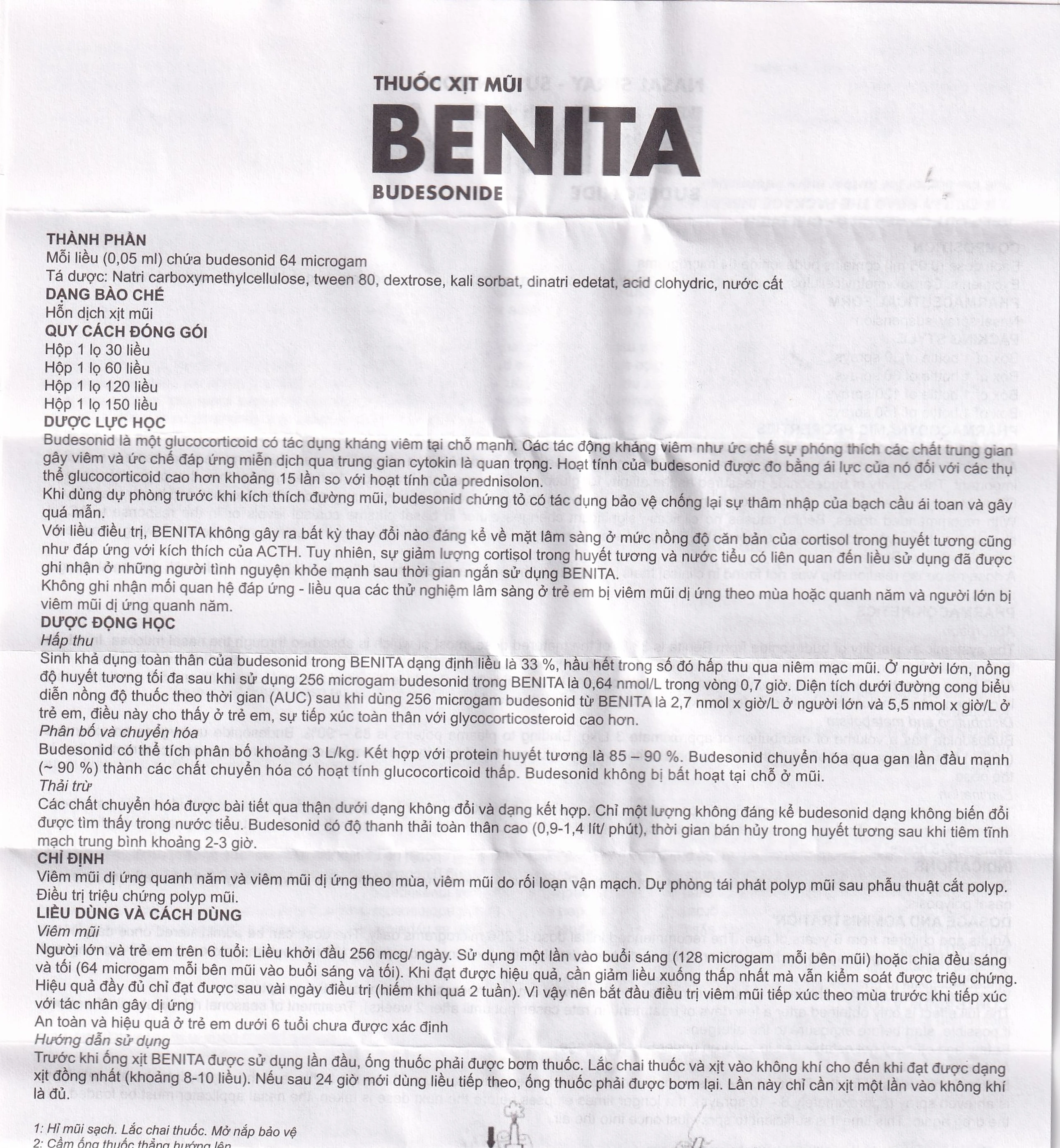Thuốc xịt mũi Benita Merap điều trị viêm mũi dị ứng, polyp mũi (120 liều)
