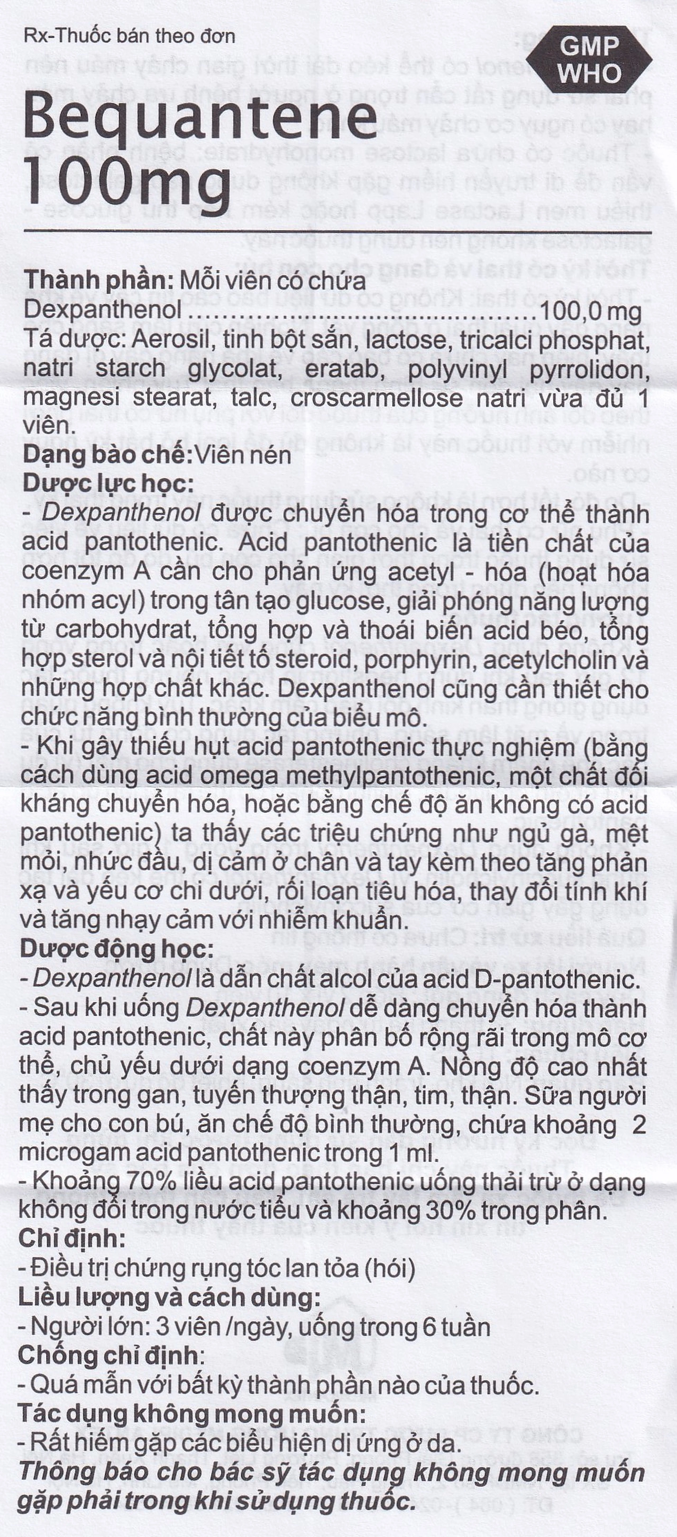 Thuốc Bequantene 100mg Mediplantex điều trị chứng rụng tóc lan tỏa (2 vỉ x 10 viên)