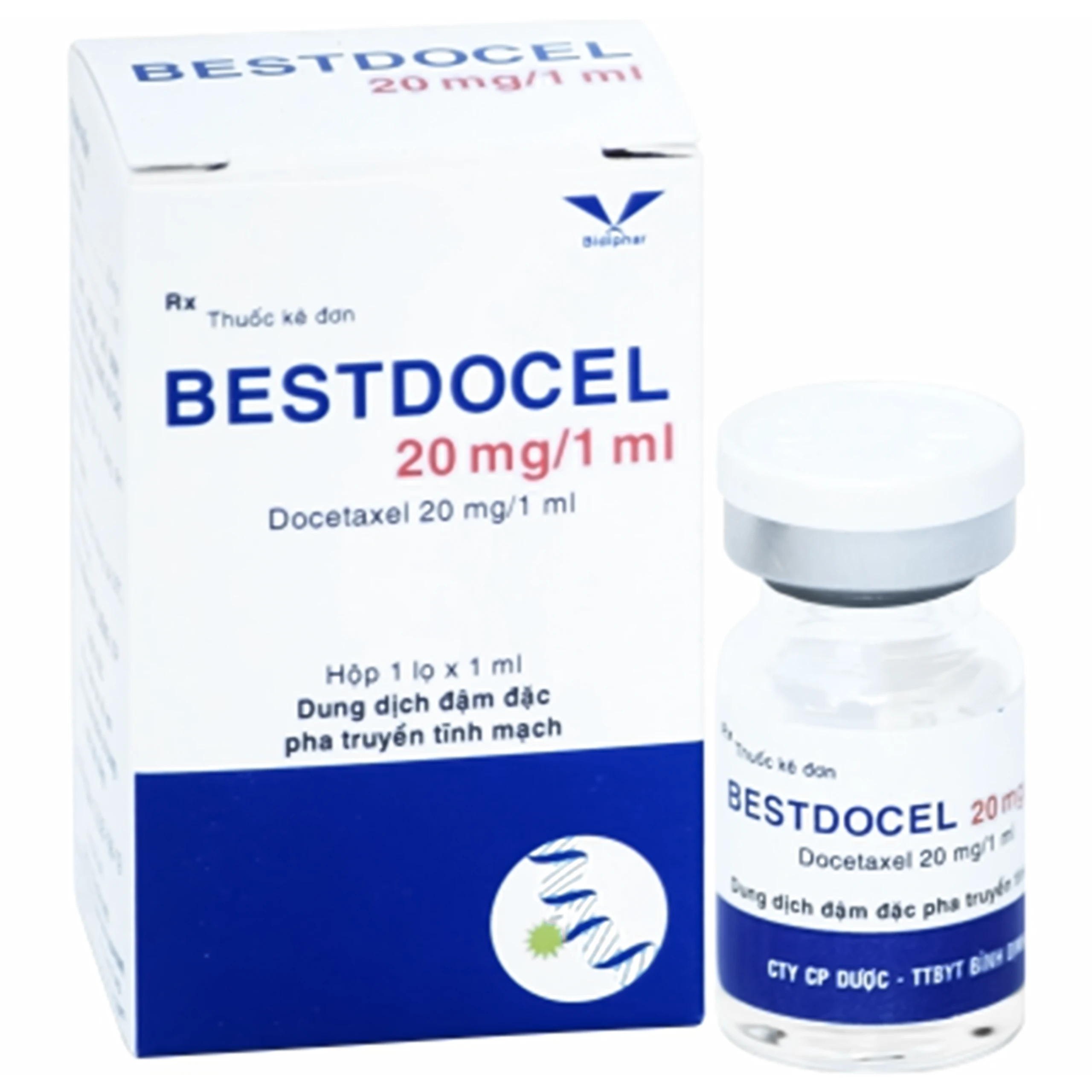 Dung dịch pha truyền Bestdocel 20mg Điều trị ung thư vú, phổi Hộp 1ml
