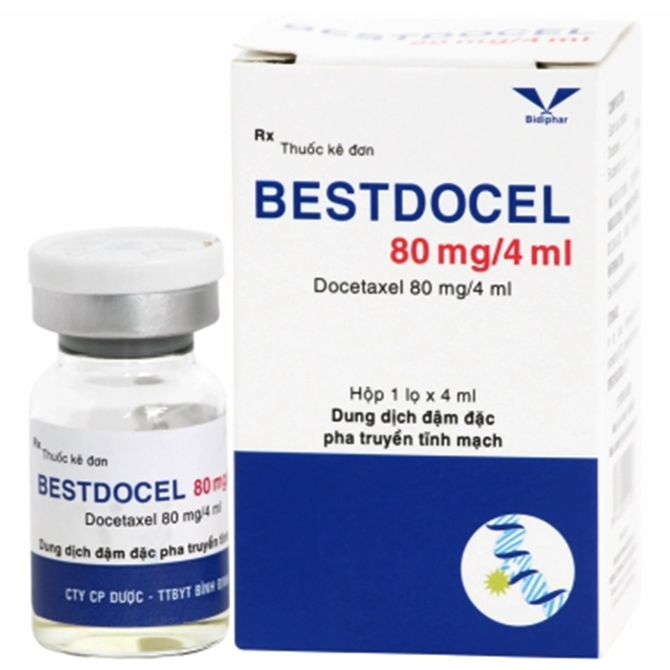 Dung dịch pha truyền Bestdocel 80mg Điều trị ung thư vú, phổi Hộp 4ml