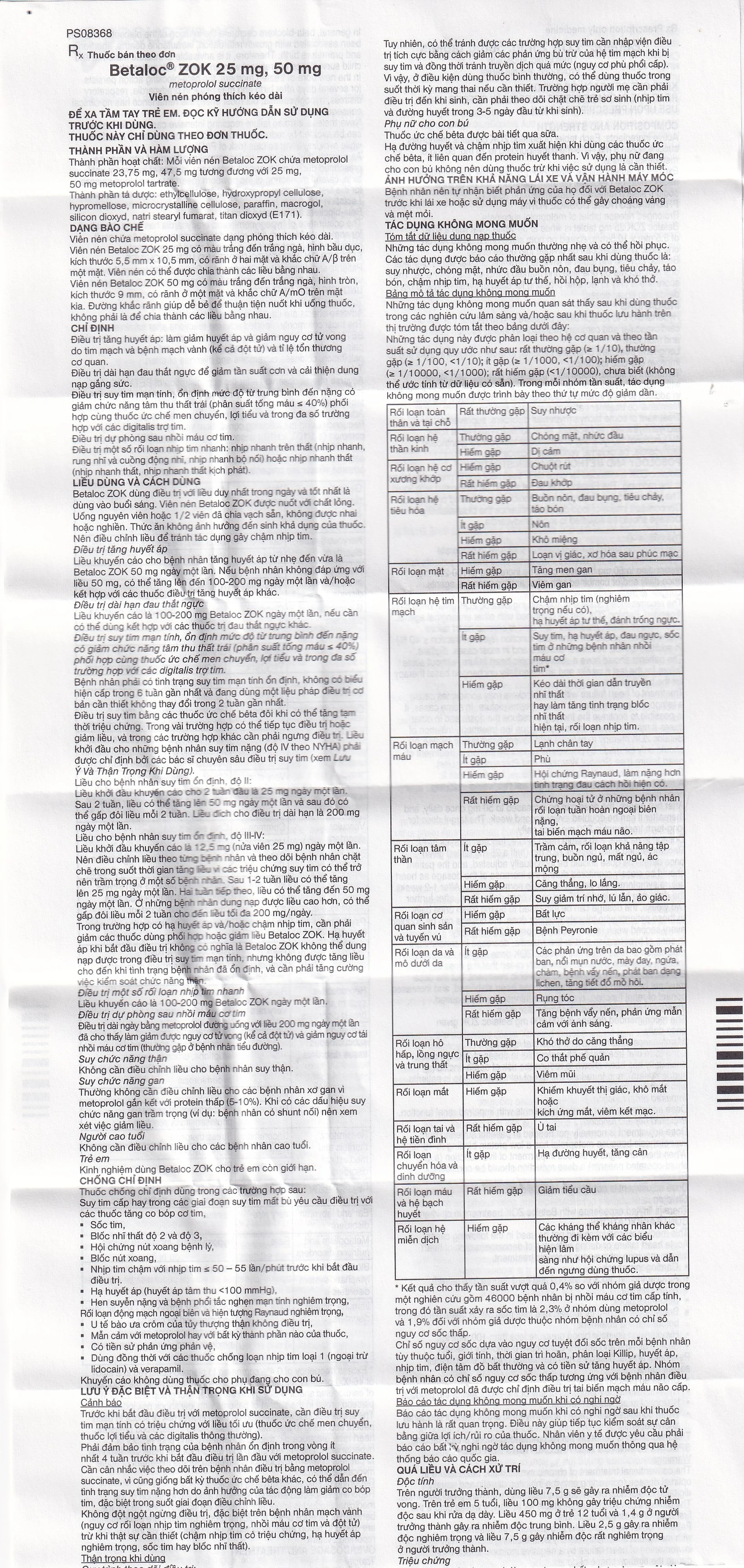 Thuốc Betaloc Zok 25mg AstraZeneca điều trị tăng huyết áp (1 vỉ x 14 viên)