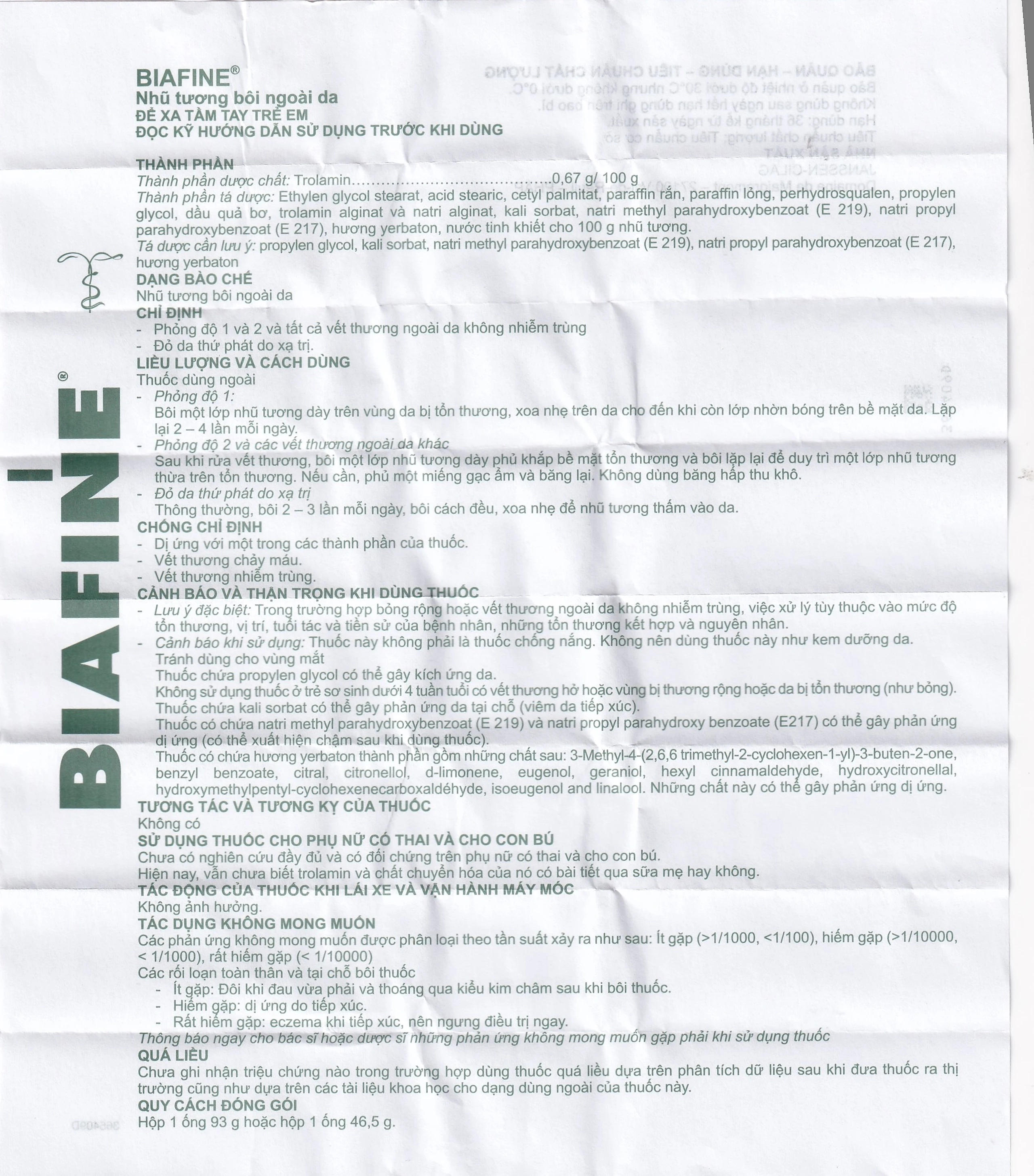 Nhũ tương Biafine Janssen điều trị bỏng độ 1, độ 2, các vết thương ngoài da không nhiễm trùng (93g)