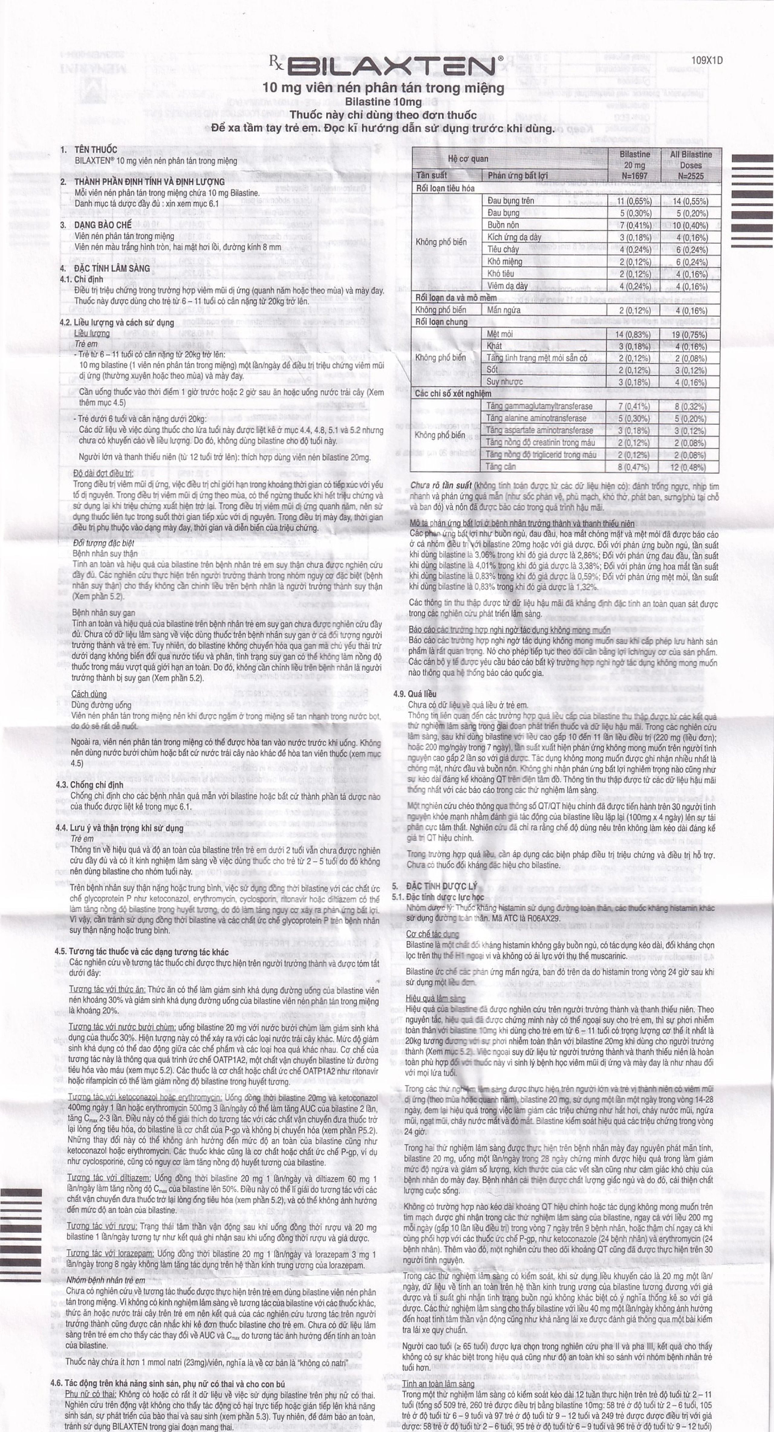 Thuốc Bilaxten 10mg Menarini điều trị viêm mũi dị ứng, mày đay (1 vỉ x 10 viên)