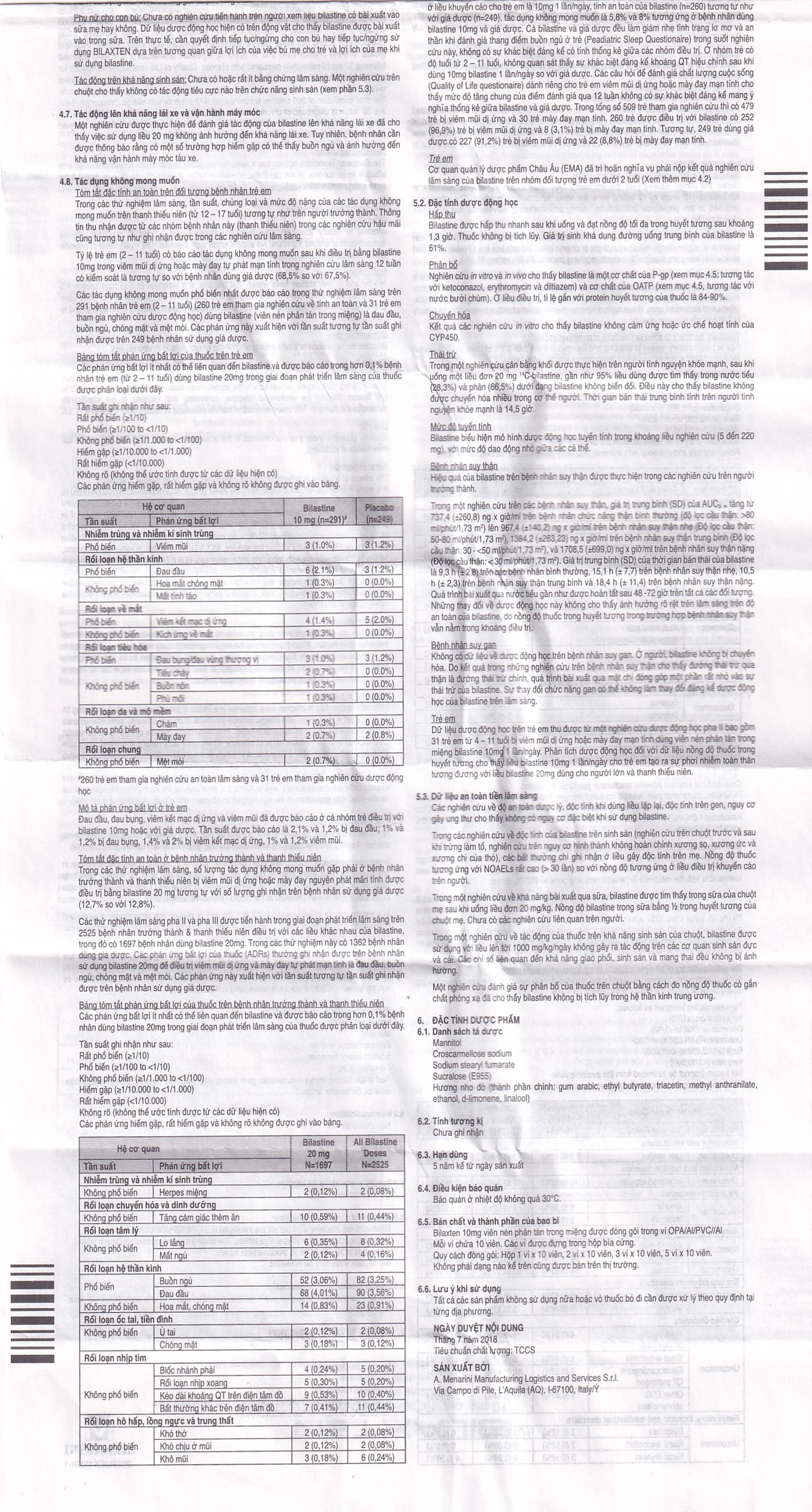 Thuốc Bilaxten 10mg Menarini điều trị viêm mũi dị ứng, mày đay (1 vỉ x 10 viên)