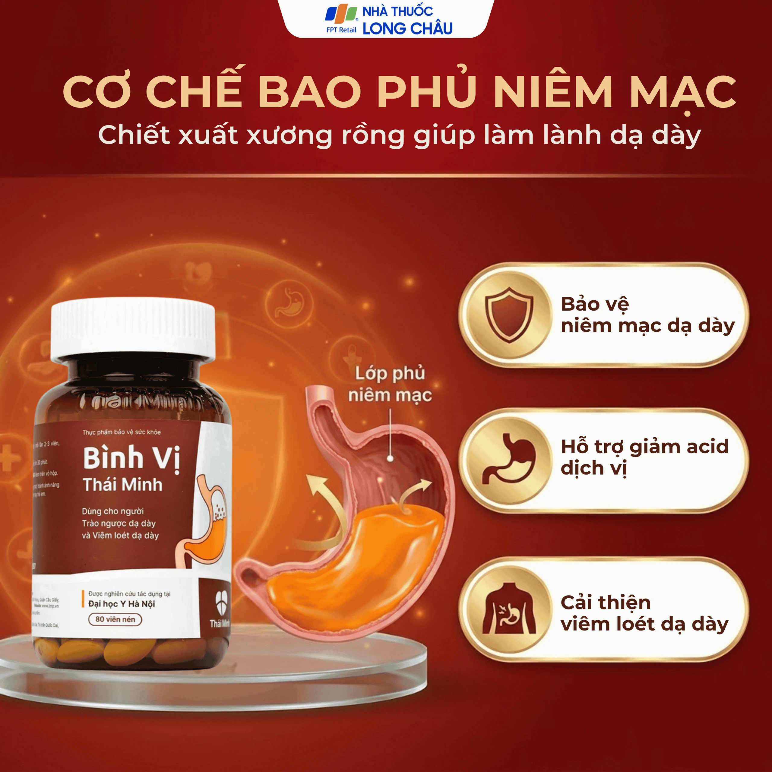 Viên uống giảm acid dịch vị Bình Vị Thái Minh (80 viên) 4