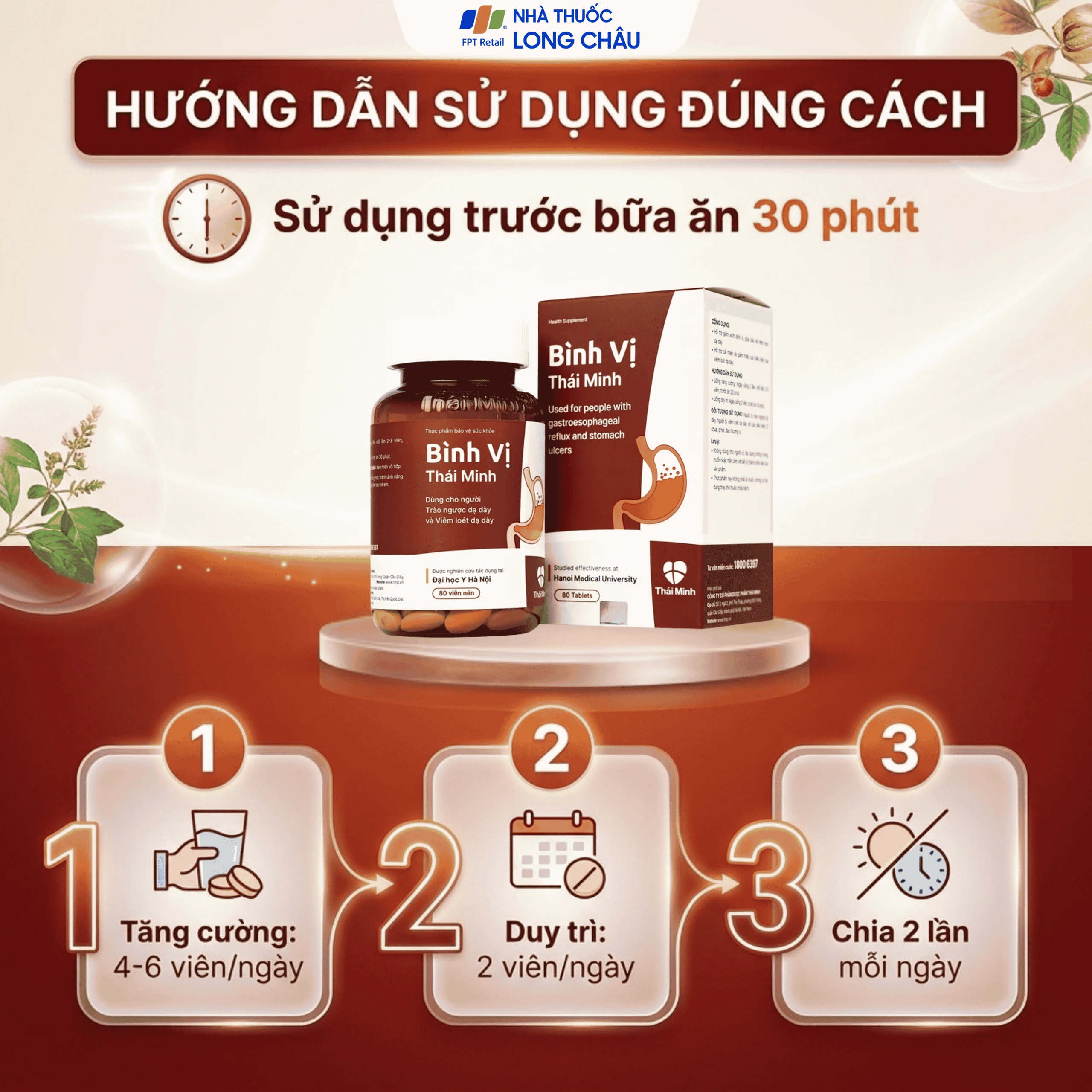 Viên uống giảm acid dịch vị Bình Vị Thái Minh (80 viên) 5