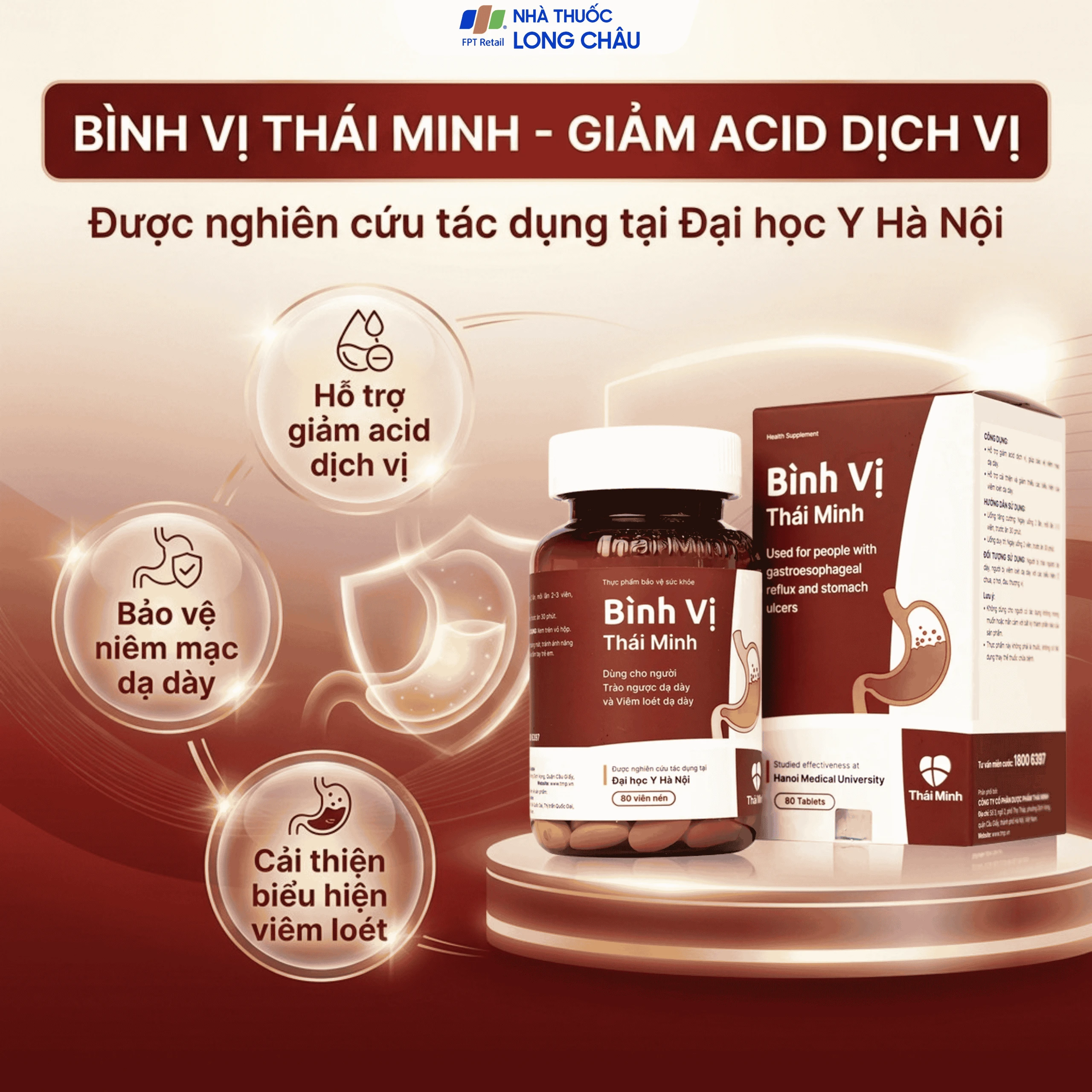 Viên uống giảm acid dịch vị Bình Vị Thái Minh (80 viên) 2
