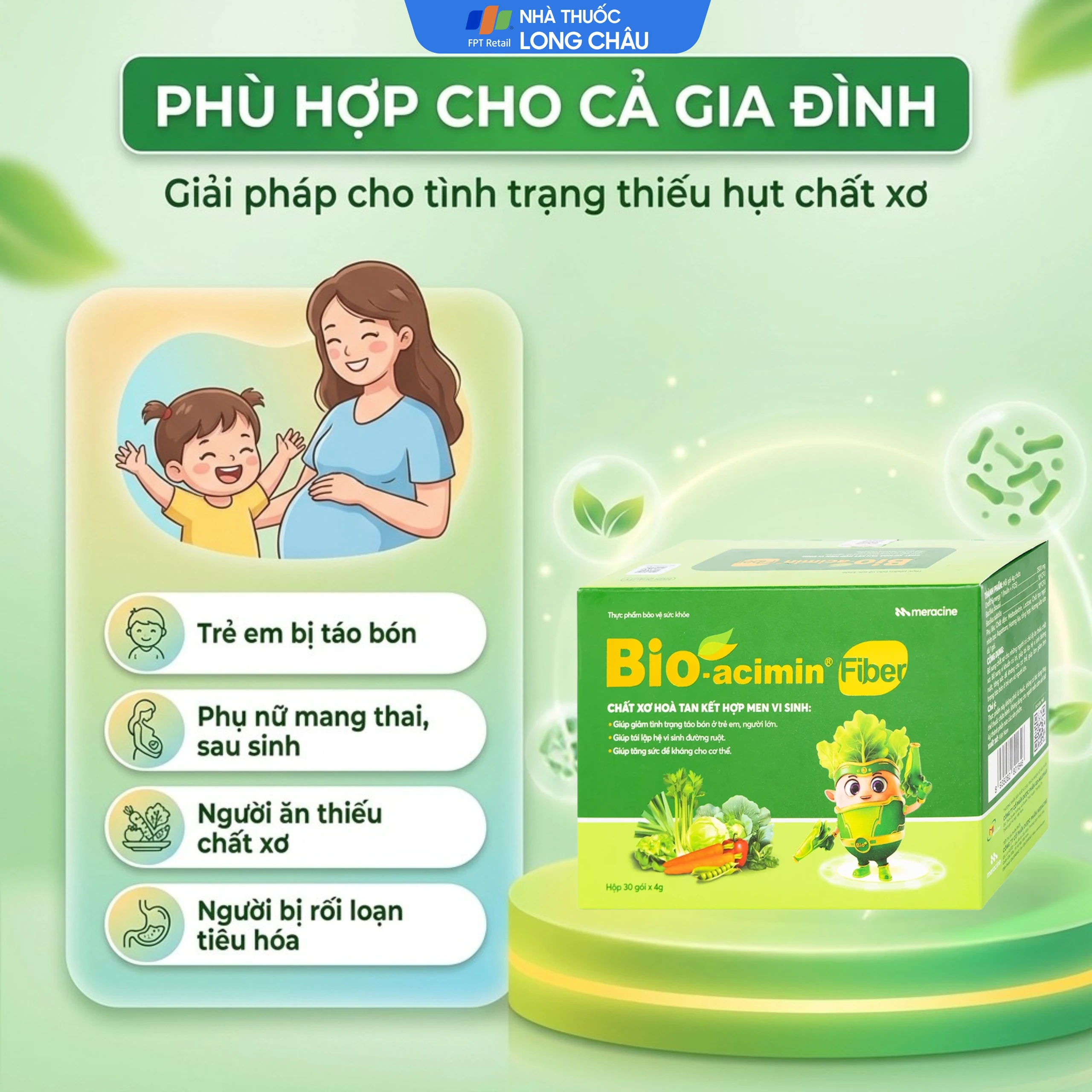 Cốm giúp làm giảm táo bón Bio-acimin Fiber Meracine (30 gói) 4