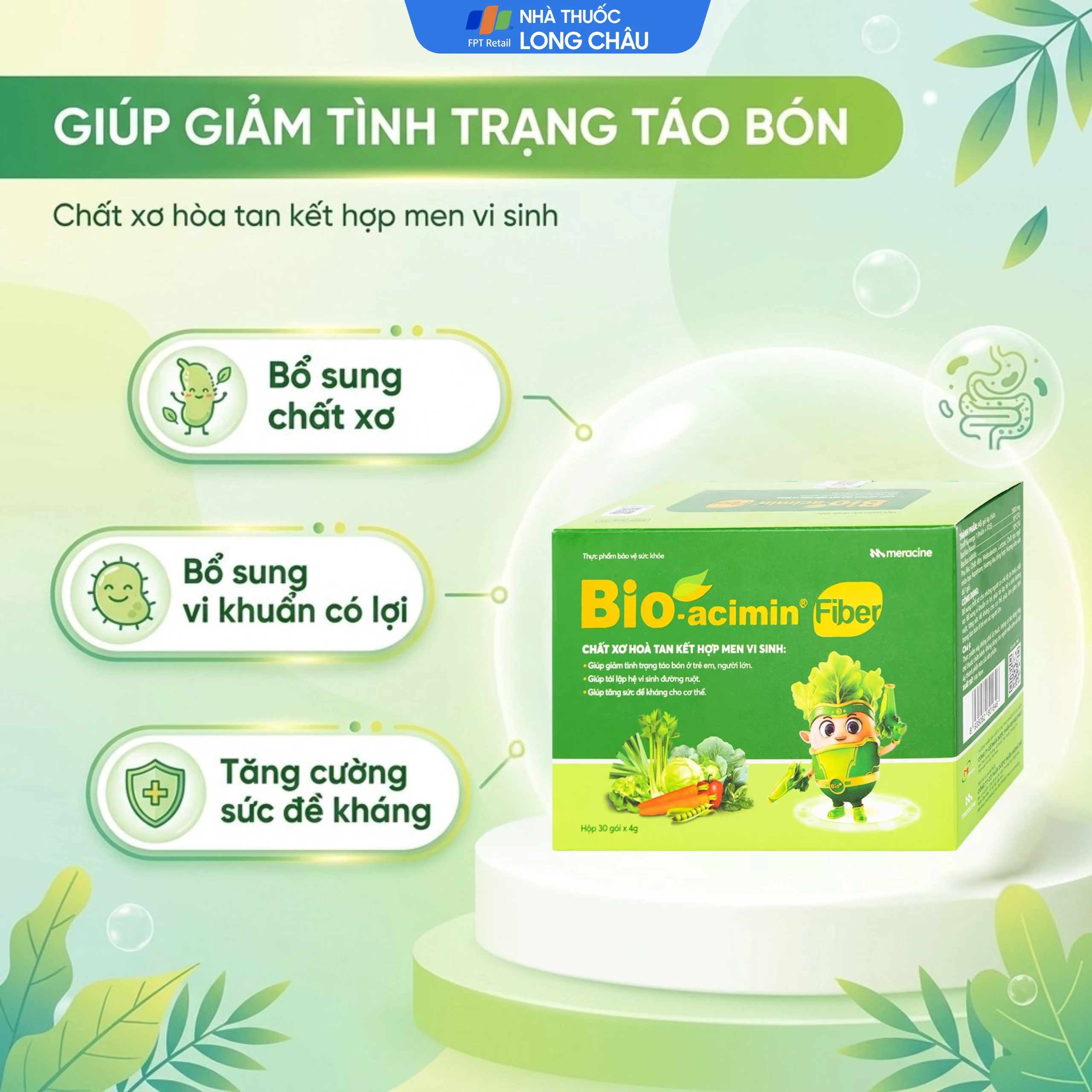 Cốm giúp làm giảm táo bón Bio-acimin Fiber Meracine (30 gói) 2
