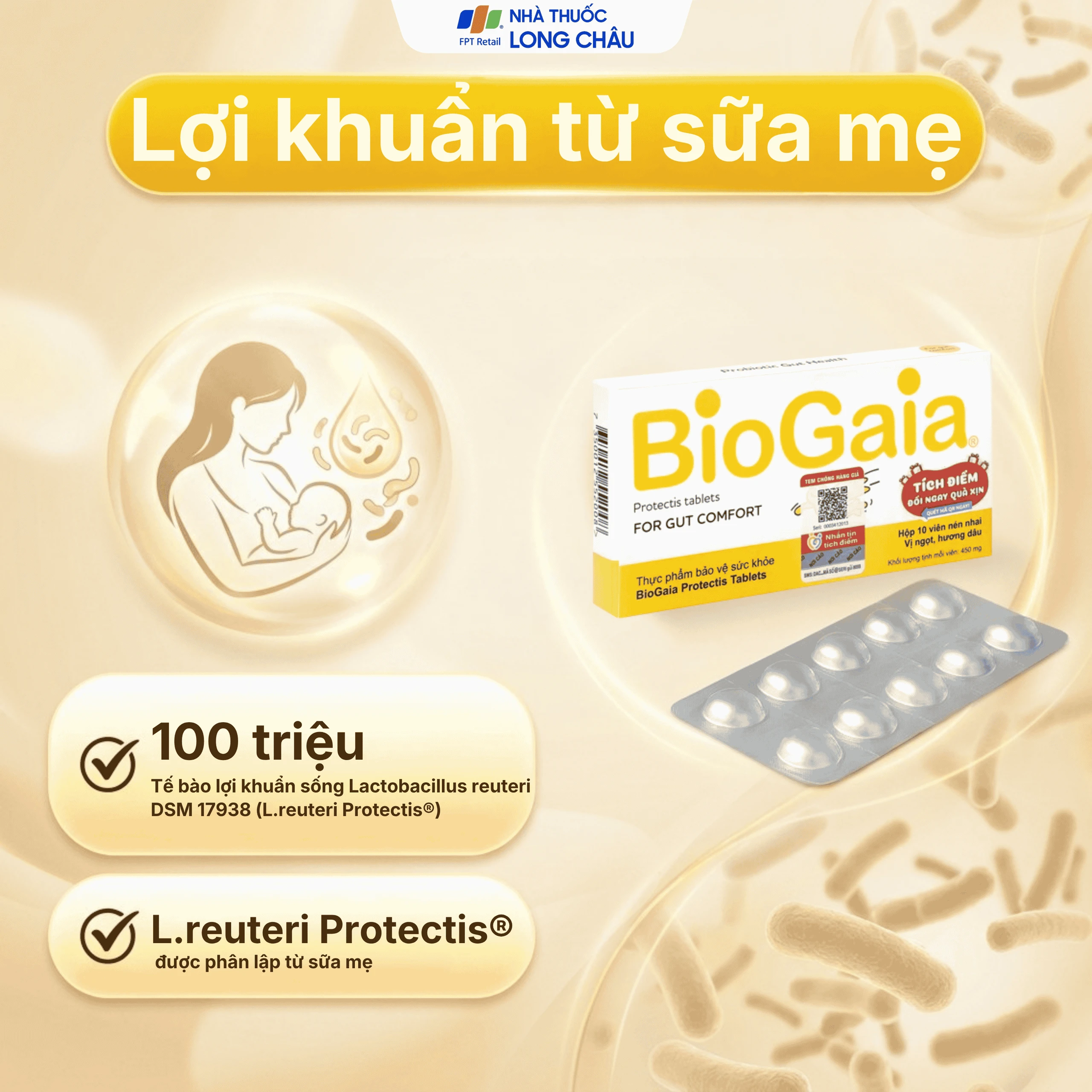 Viên bổ sung lợi khuẩn cho đường tiêu hóa BioGaia Protectis Tablets (10 viên) 4