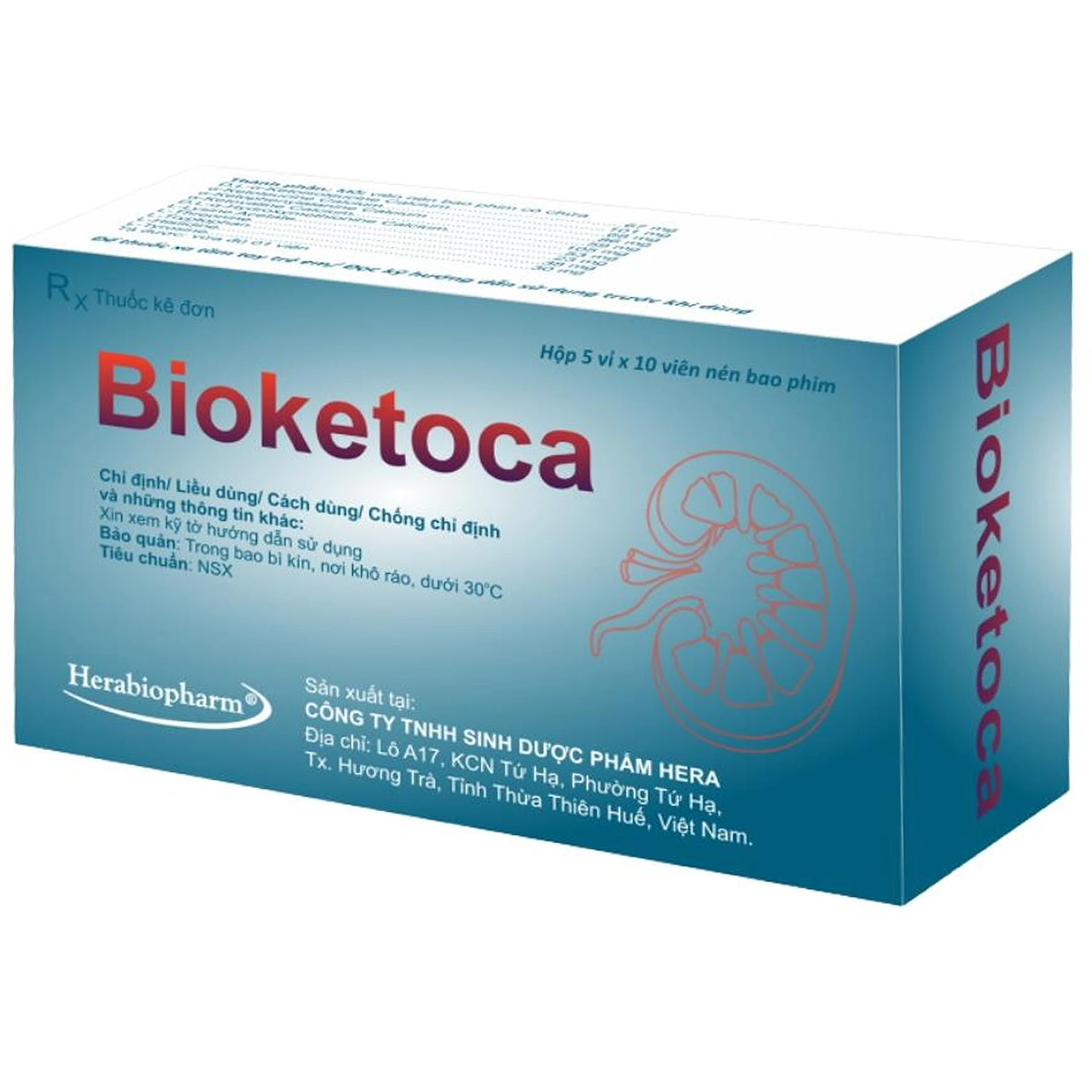 Thuốc Bioketoca Herabiopharm điều trị rối loạn chuyển hóa protein trong suy thận mạn (5 vỉ x 10 viên)
