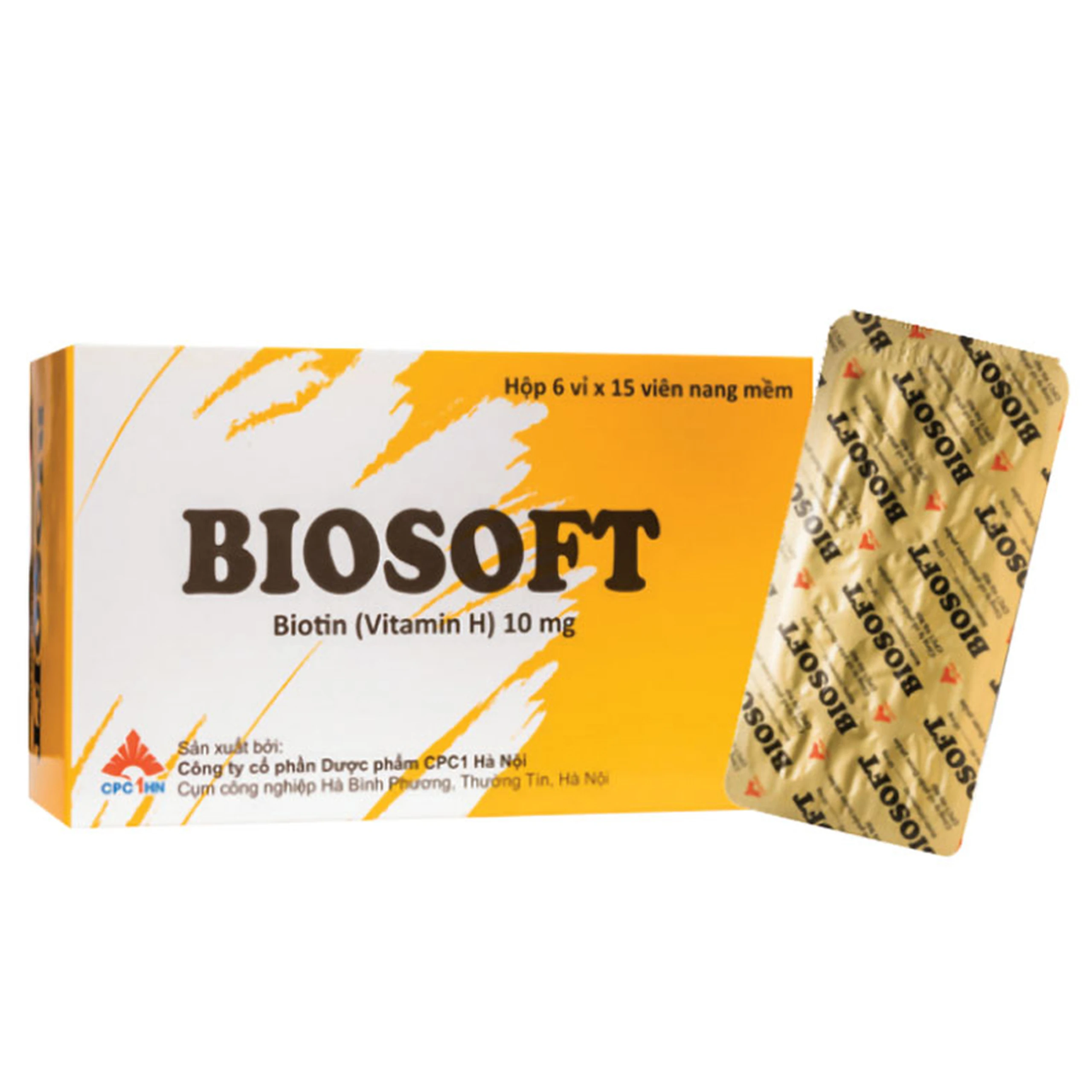Thuốc Biosoft 10mg CPC1HN điều trị biến chứng và phòng bệnh do thiếu hụt Biotin (6 vỉ x 15 viên)
