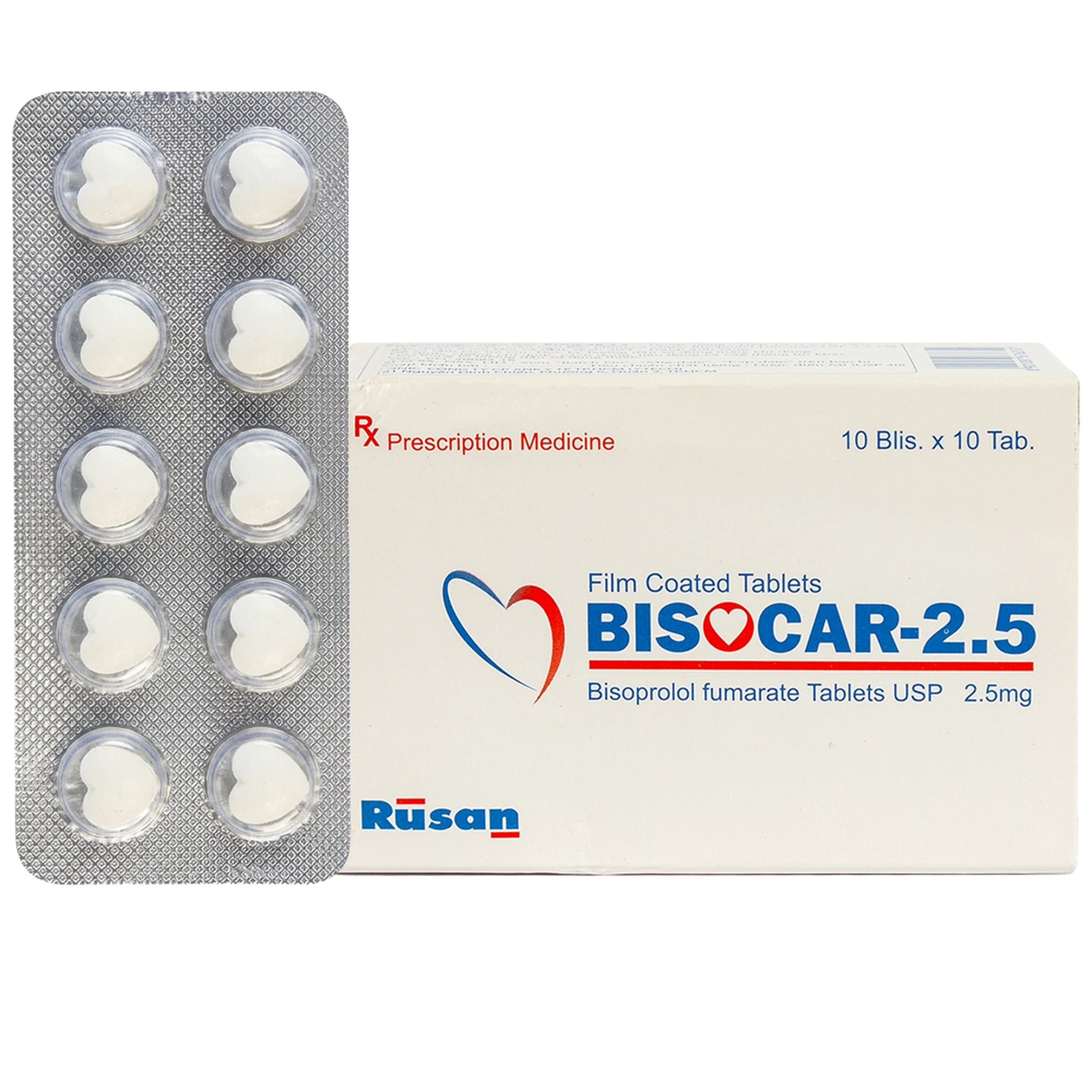 Thuốc Bisocar 2.5mg Rusan Pharma điều trị tăng huyết áp (10 vỉ x 10 viên) 1
