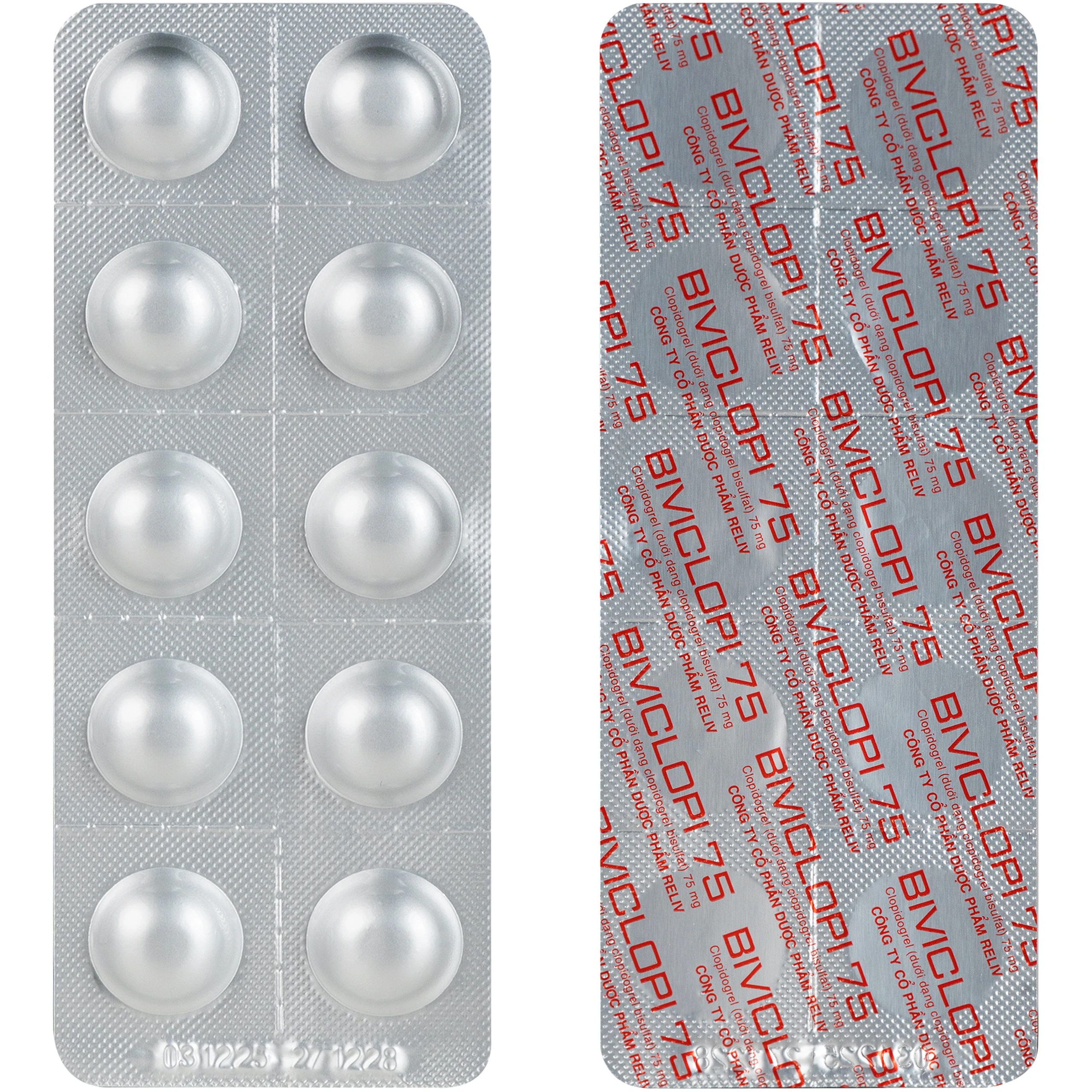 Thuốc Biviclopi 75mg Reliv chỉ định để dự phòng và giảm nguy cơ xuất hiện các biến cố do xơ vữa động mạch hoặc thuyên tắc huyết khối (3 vỉ x 10 viên) 4