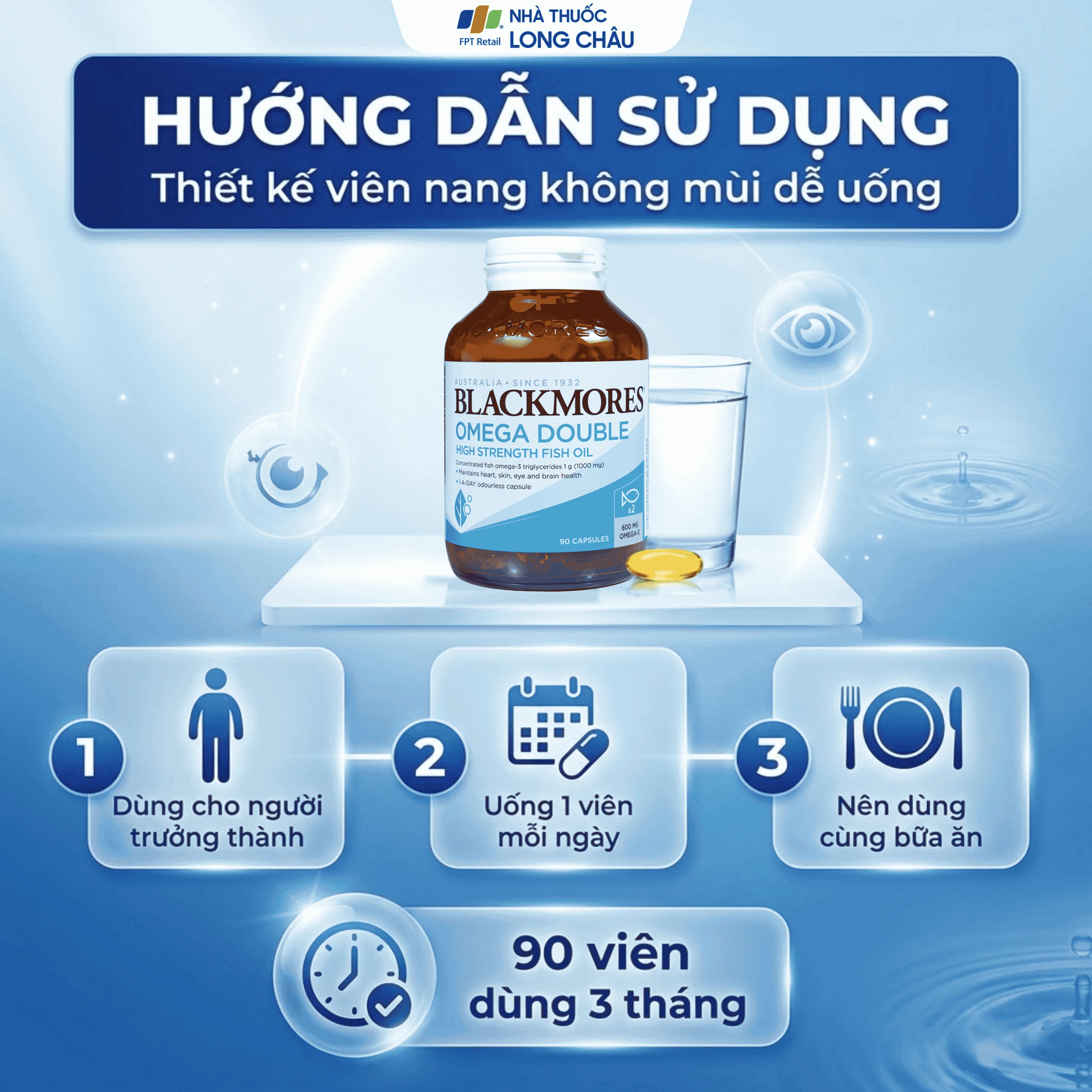 Viên hỗ trợ cho tim, mắt và da Blackmores Omega Double High Strength Fish Oil (90 viên) 5