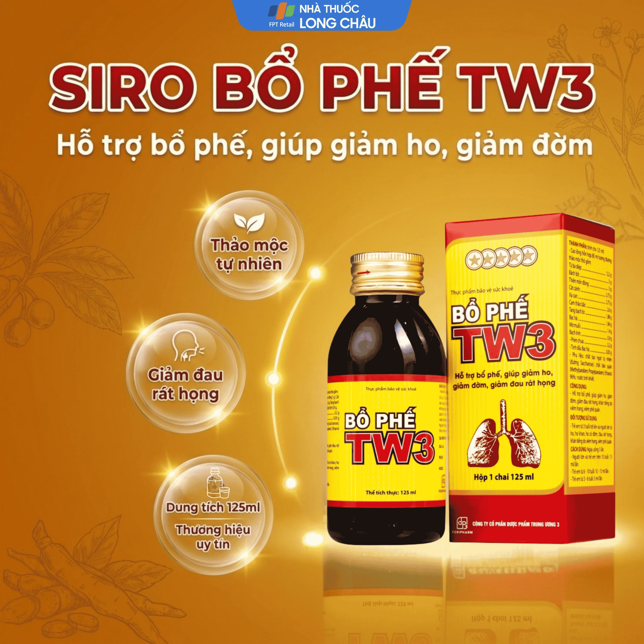 Siro Bổ Phế giảm ho rát họng TW3 (125ml) 2
