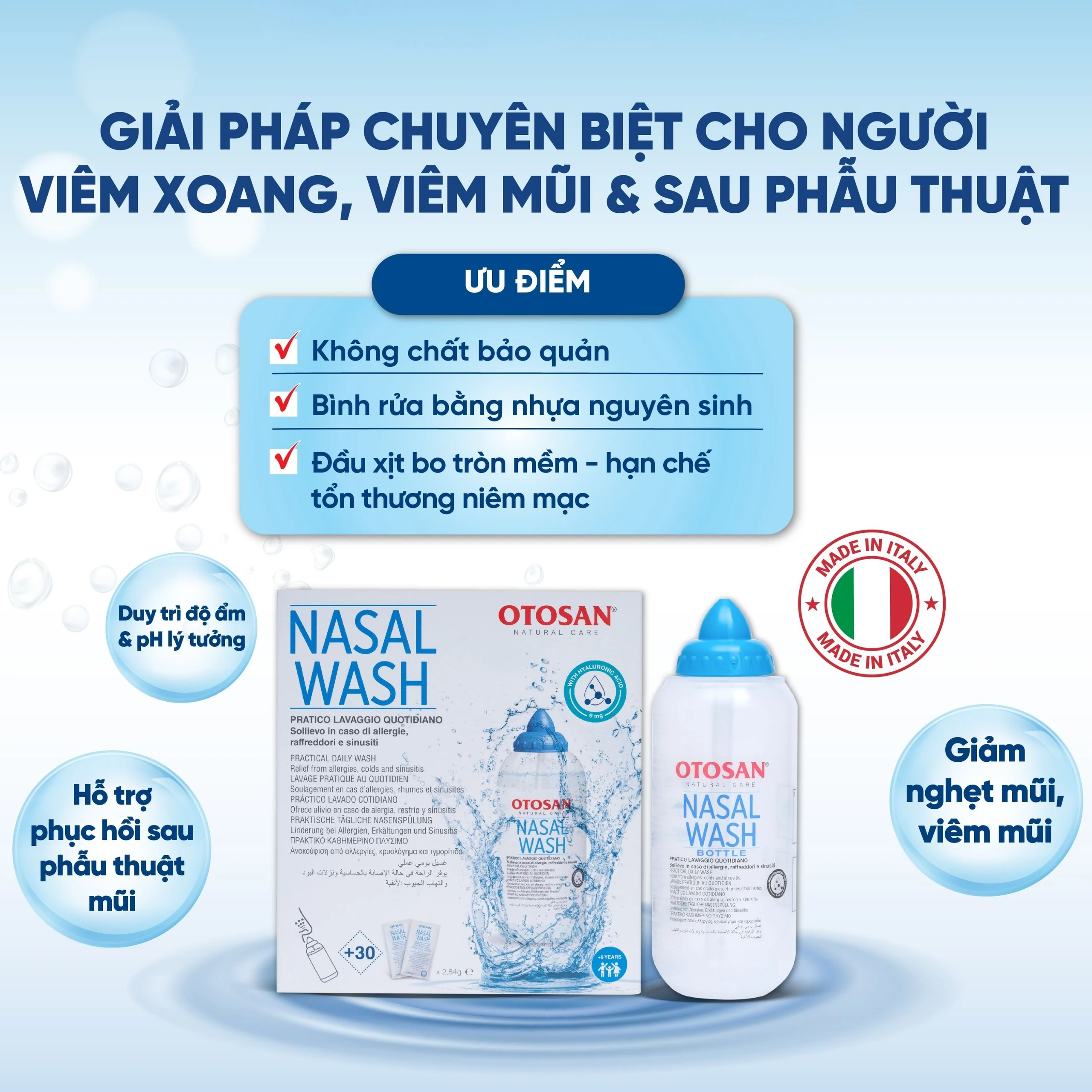 Bộ rửa mũi Otosan Nasal Wash Kit (30 gói) làm sạch sâu, ngừa viêm xoang, viêm mũi dành cho trẻ trên 6 tuổi