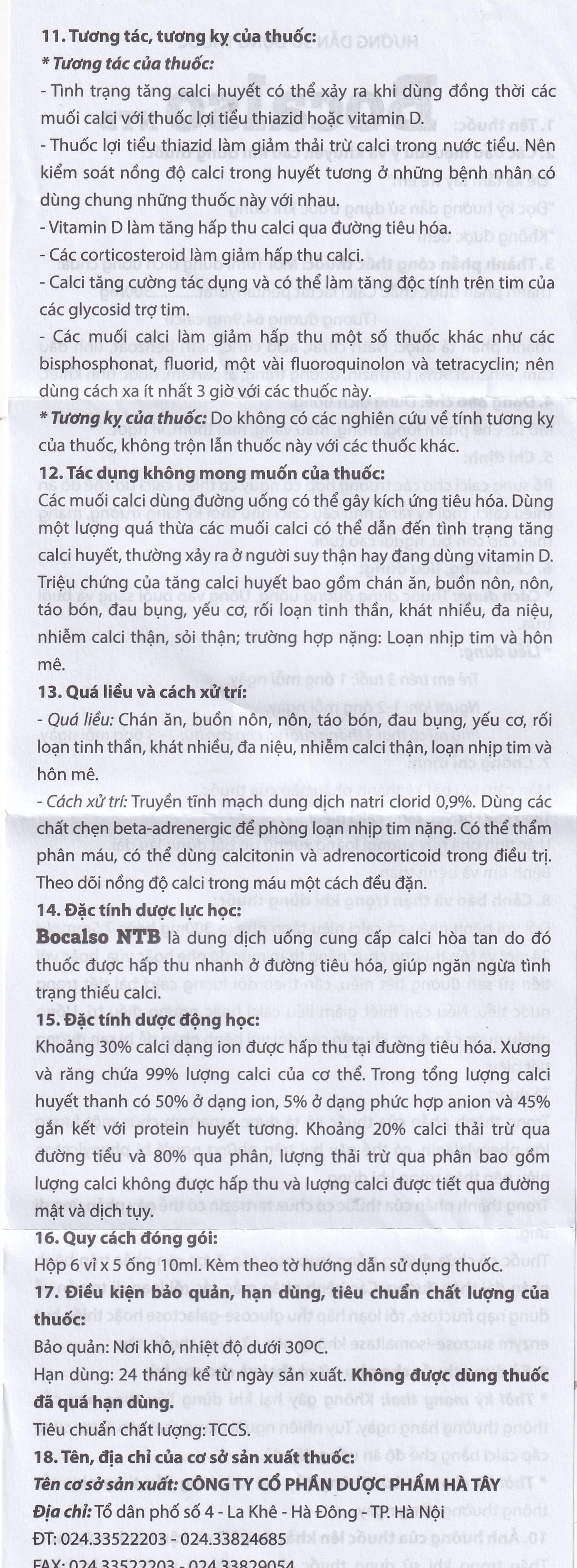 Thuốc Bocalso NTB Pharma bổ sung canxi cho các trường hợp có nguy cơ thiếu canxi (6 vỉ x 5 ống)