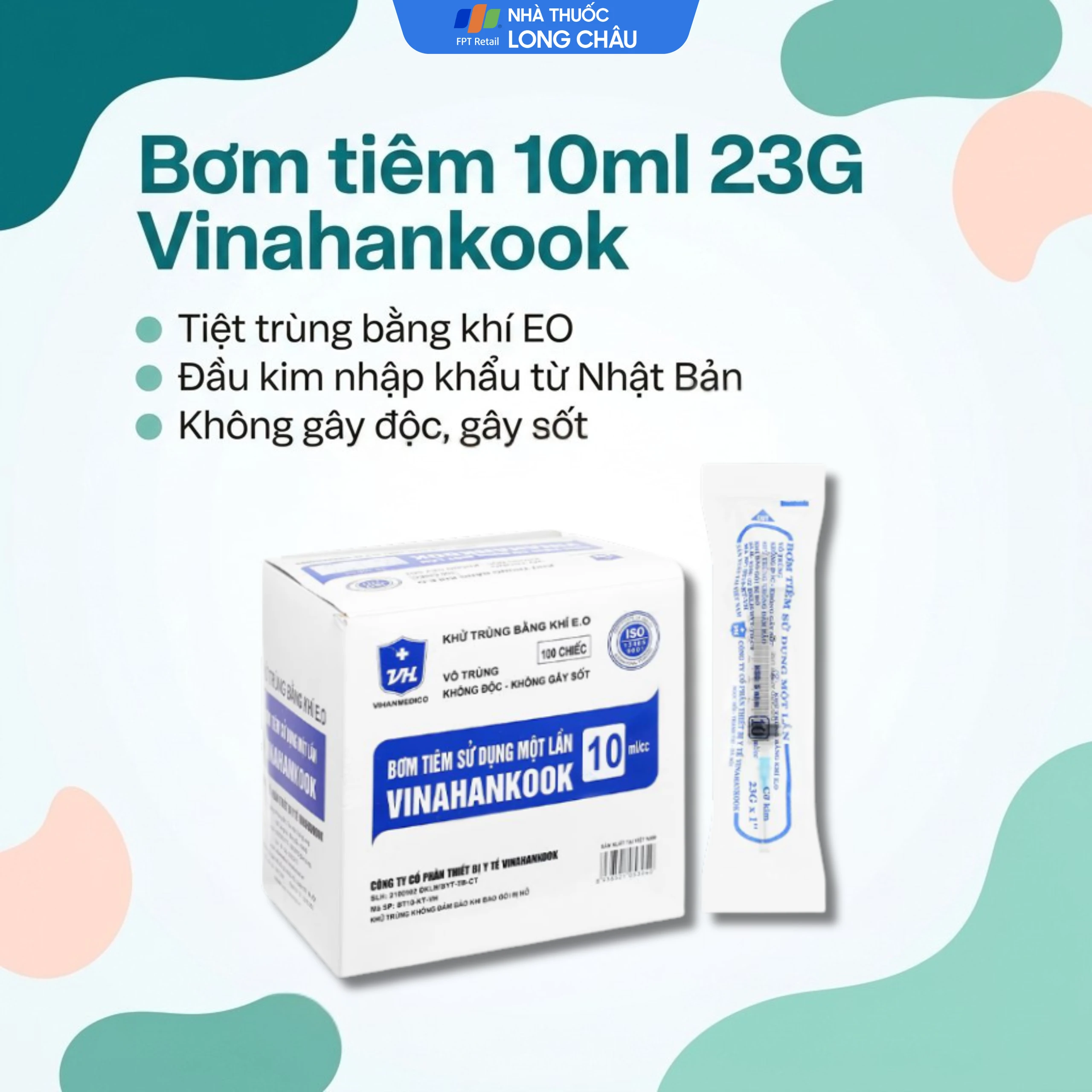Bơm tiêm 10ml/cc 23G Vinahankook dùng một lần (100 cái) 2
