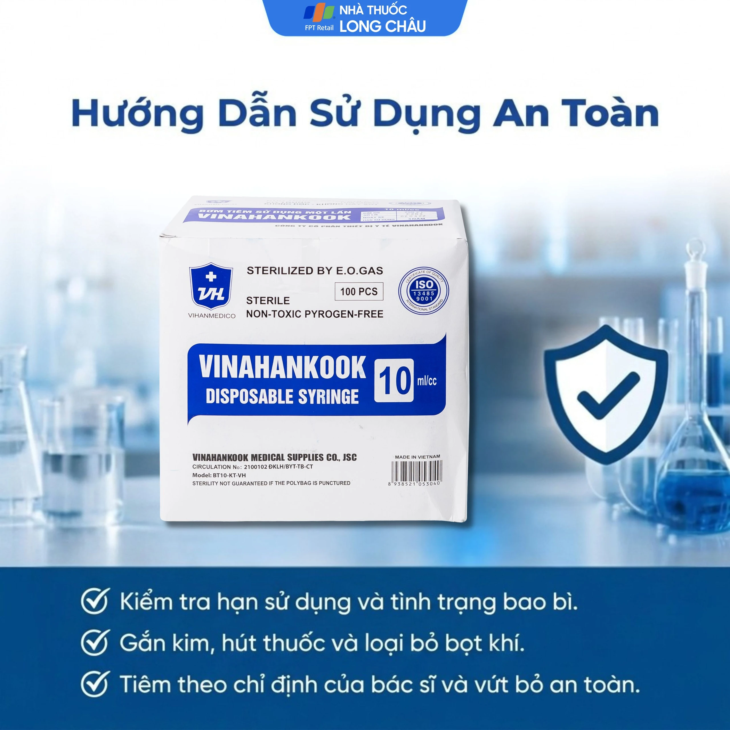 Bơm tiêm 10ml/cc 25G Vinahankook dùng một lần (100 cái) 7