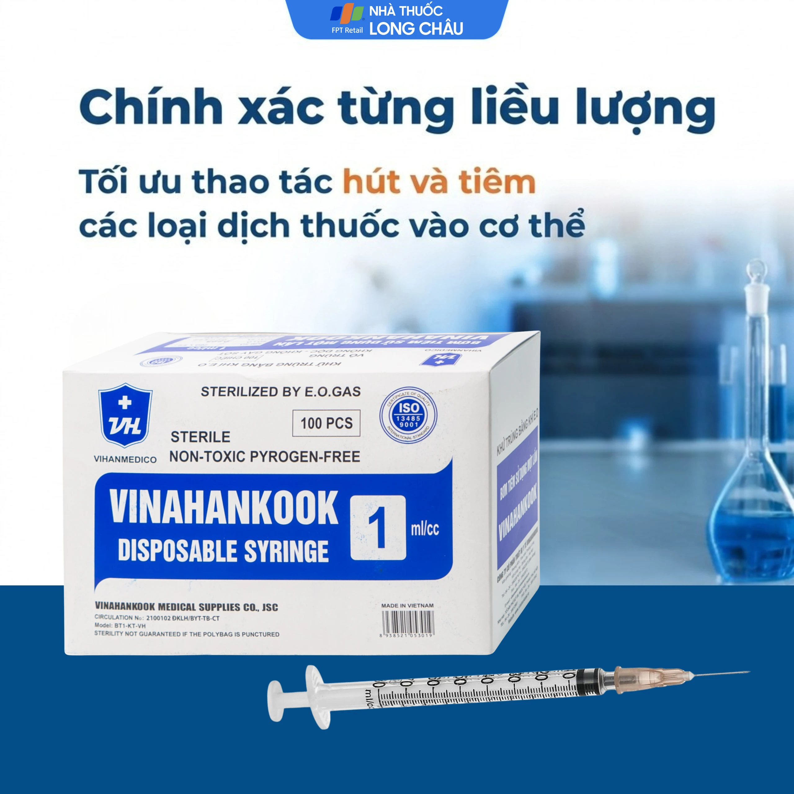 Bơm tiêm 1ml/cc 26G Vinahankook dùng một lần (100 cái) 5