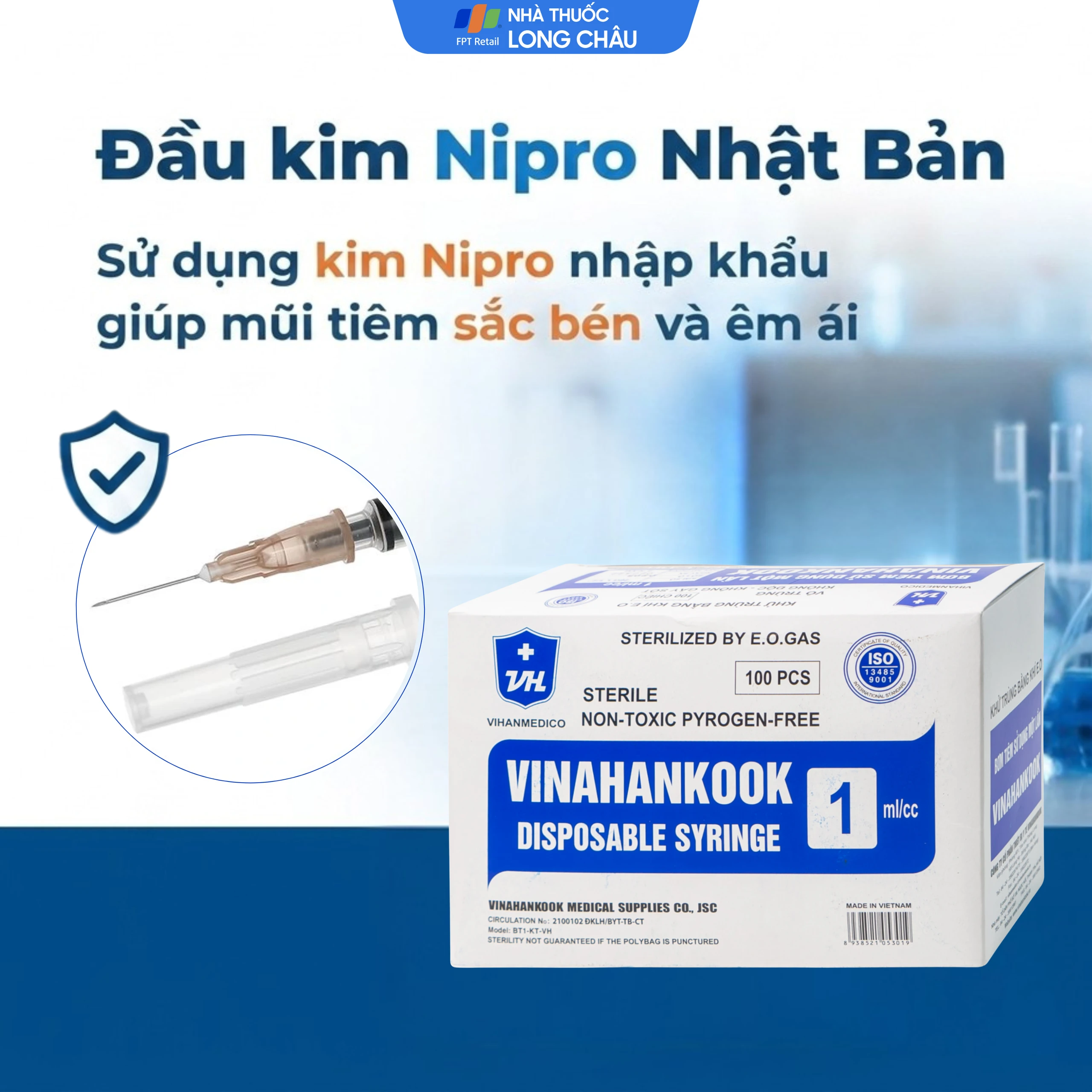 Bơm tiêm 1ml/cc 26G Vinahankook dùng một lần (100 cái) 6