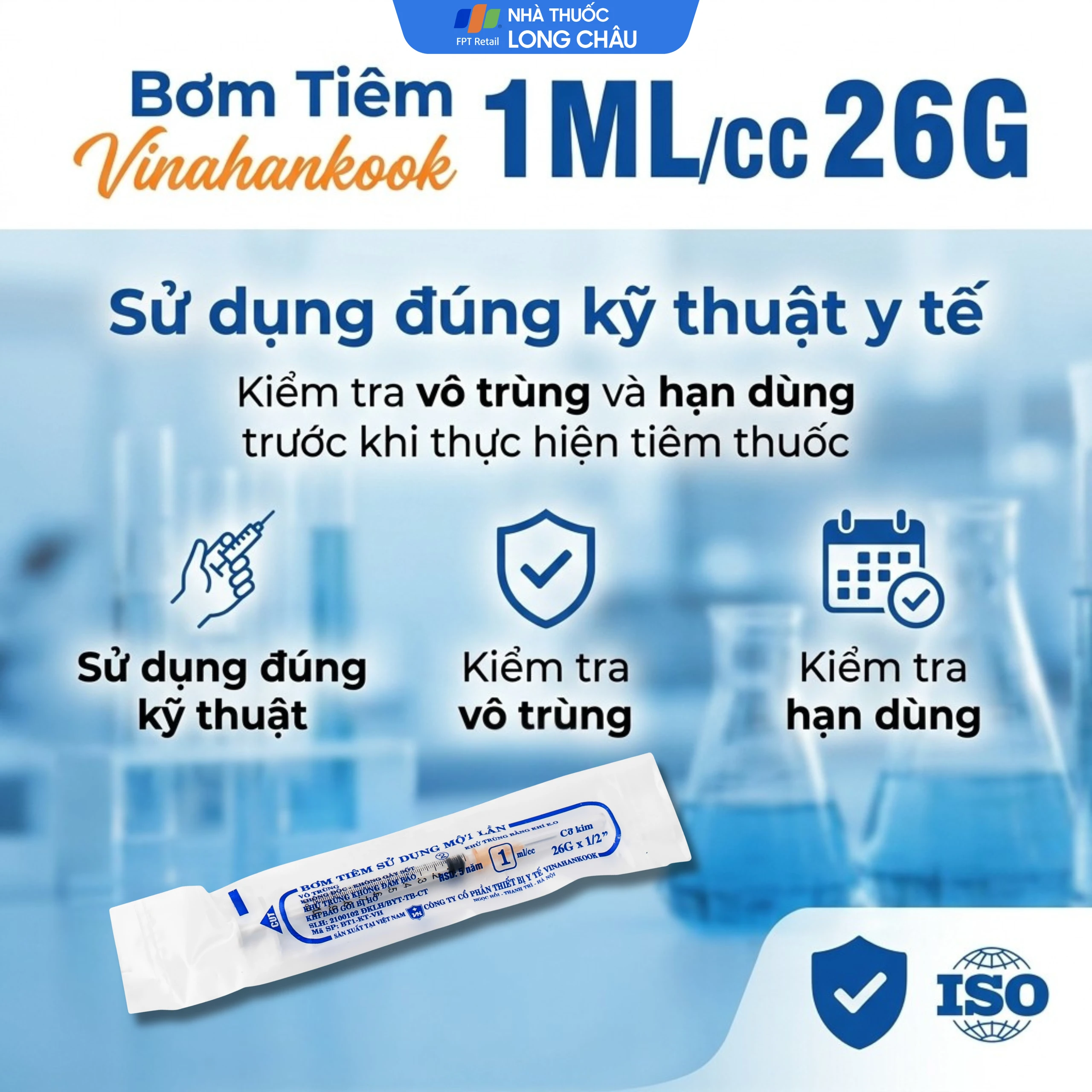 Bơm tiêm 1ml/cc 26G Vinahankook dùng một lần (100 cái) 7