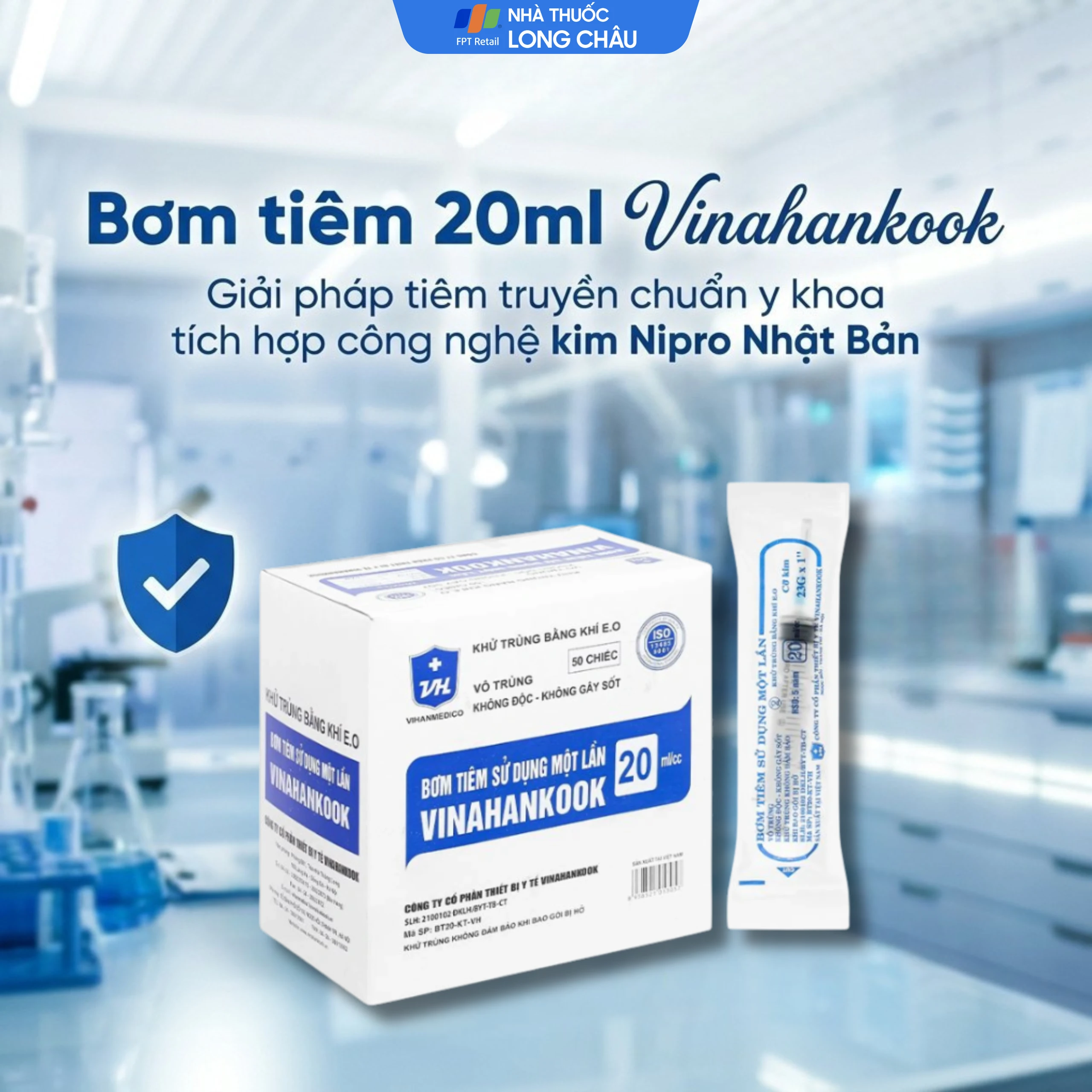 Bơm tiêm 20ml/cc Vinahankook dùng một lần (50 cái) 2