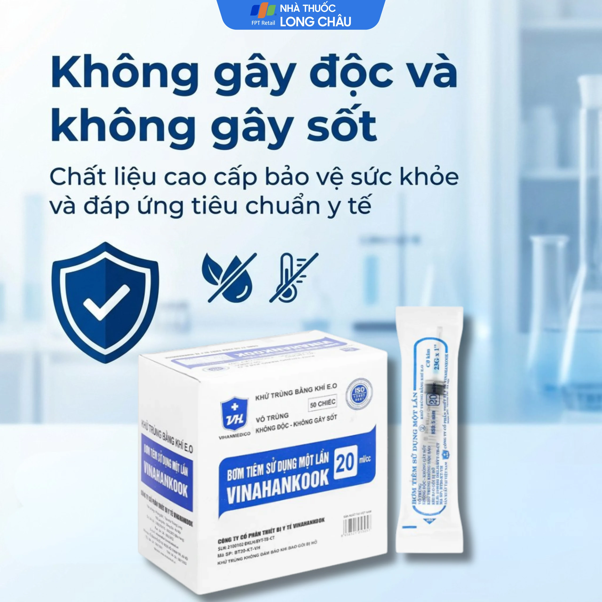 Bơm tiêm 20ml/cc Vinahankook dùng một lần (50 cái) 4