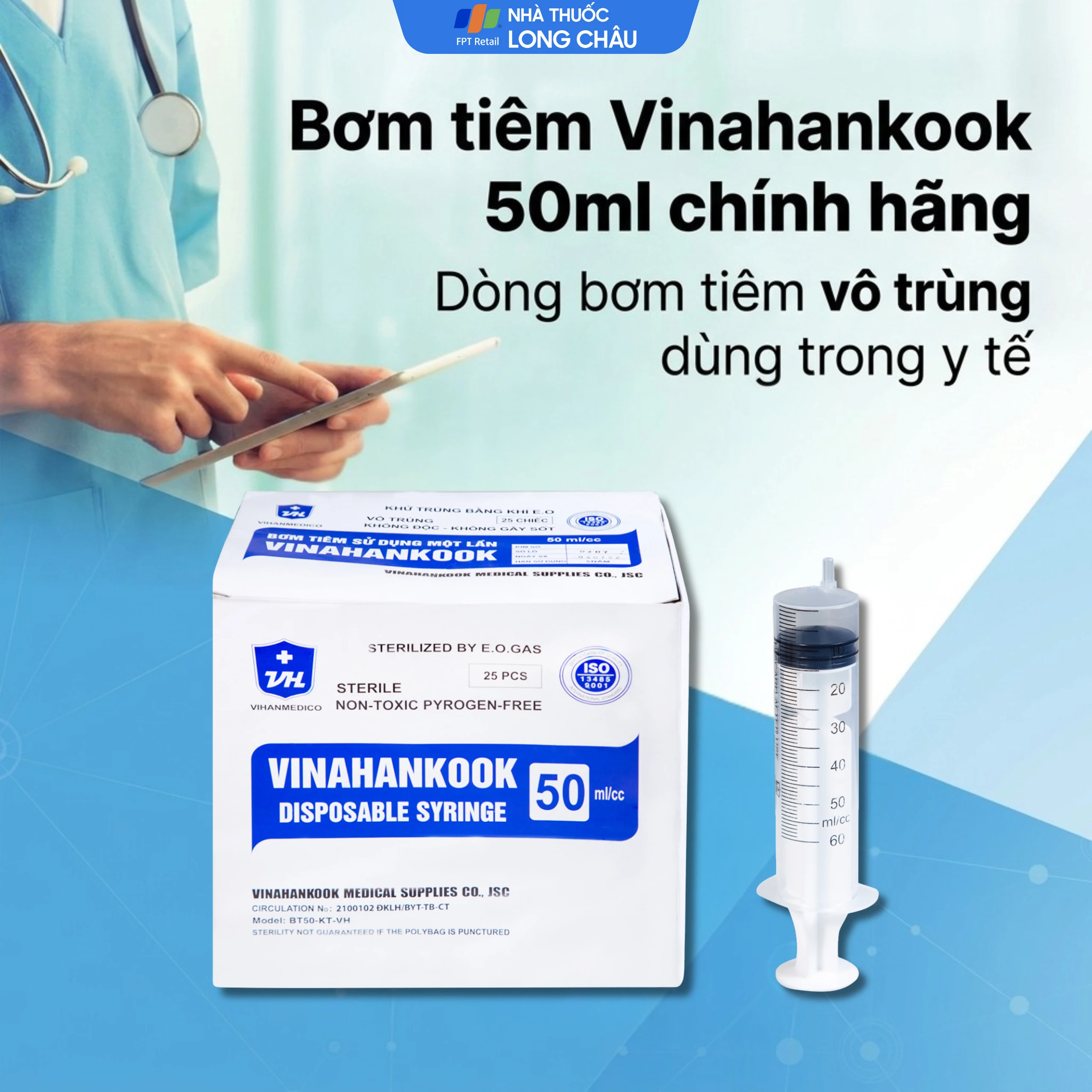 Bơm tiêm 50ml/cc Vinahankook dùng một lần (25 cái) 2