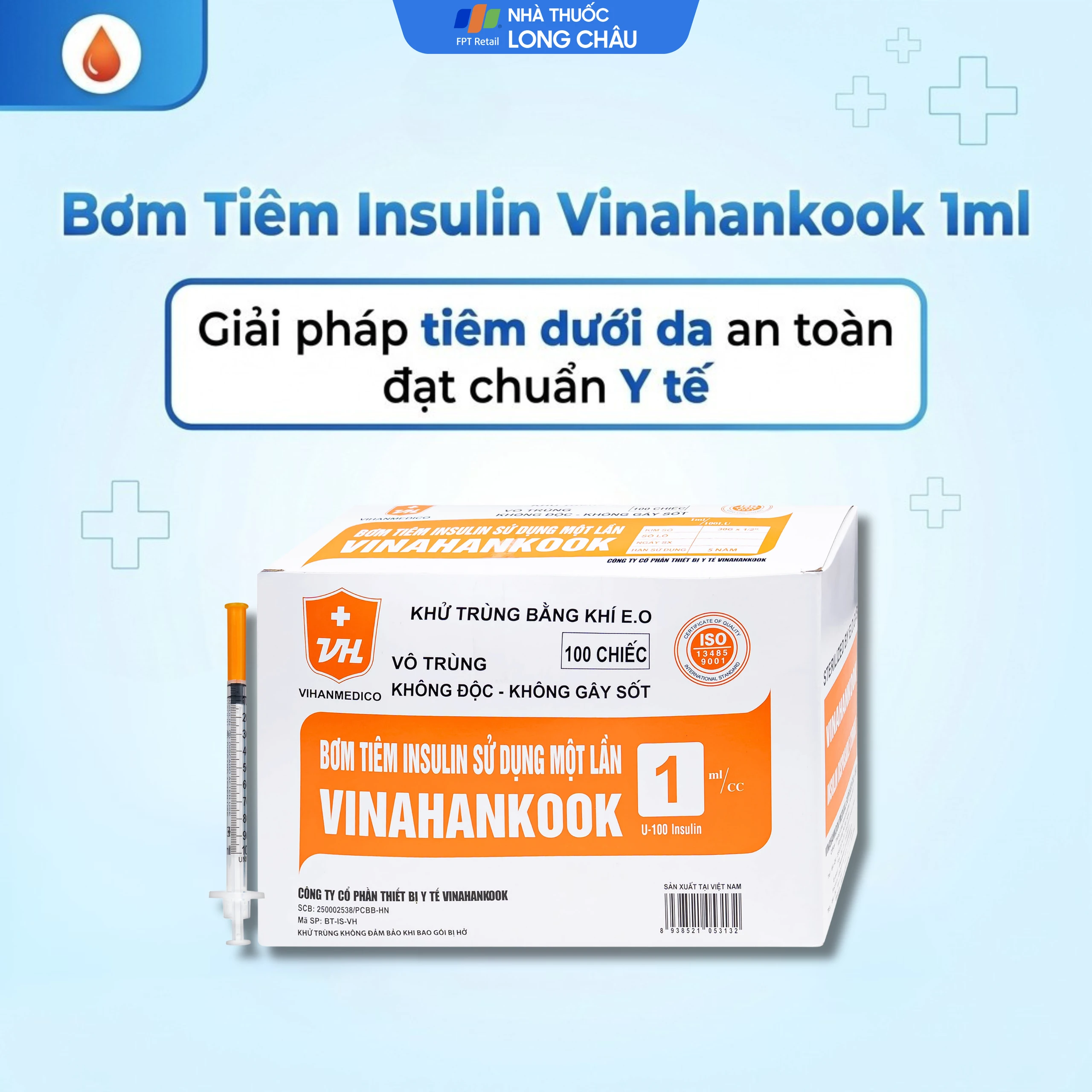 Bơm tiêm tiểu đường 1ml/cc insulin Vinahankook (100 cái) 2