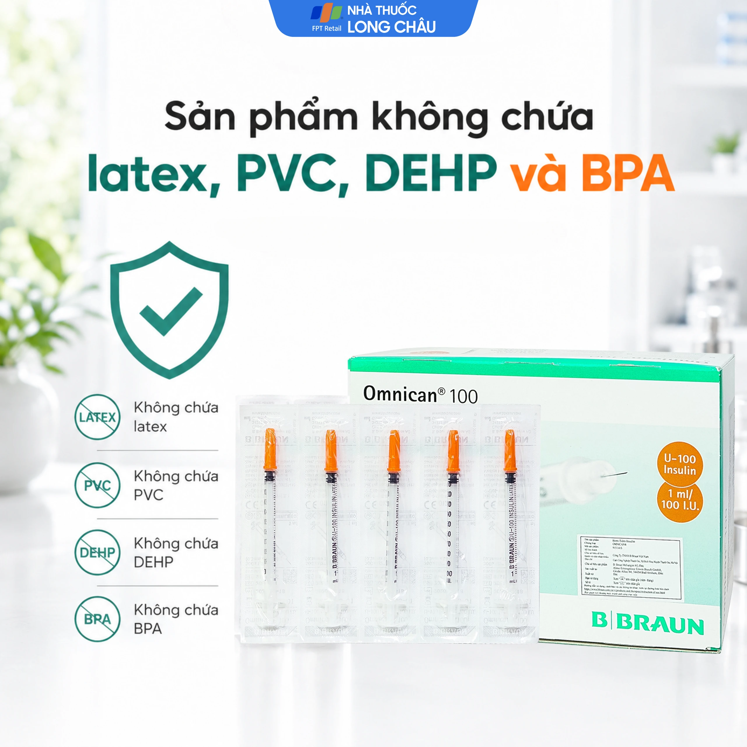Bơm tiêm tiểu đường Omnican 1ml/100iu Braun màu cam (100 cái) 5