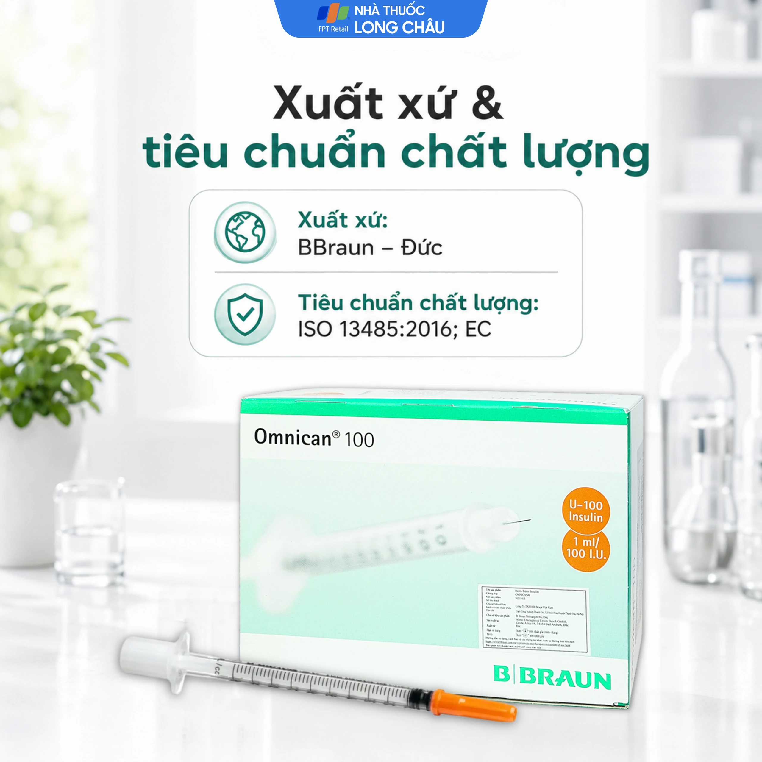 Bơm tiêm tiểu đường Omnican 1ml/100iu Braun màu cam (100 cái) 7
