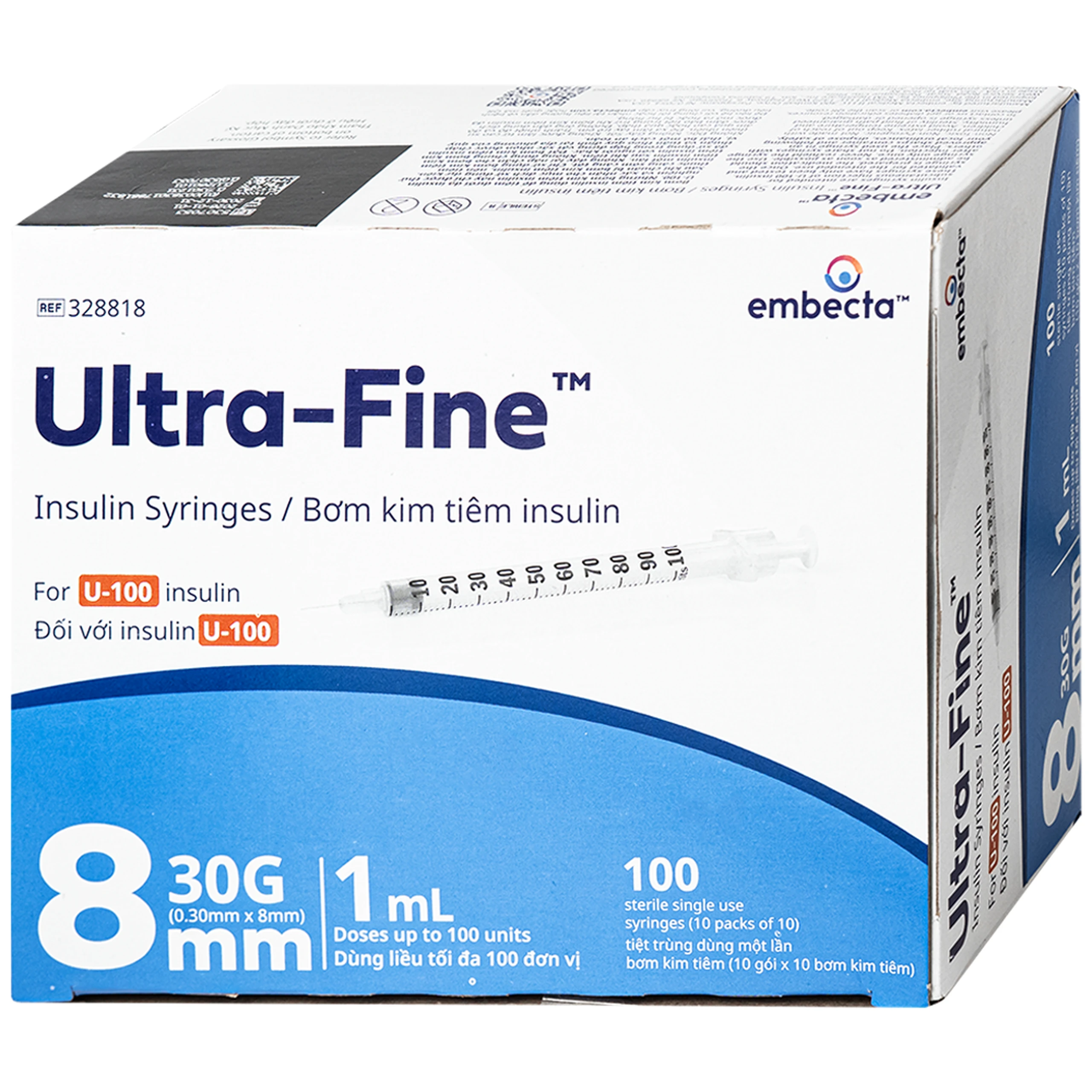 Bơm Tiêm Tiểu Đường U-100 1Ml Bd Ultra-Fine Pro Embecta (100 Cái) 2