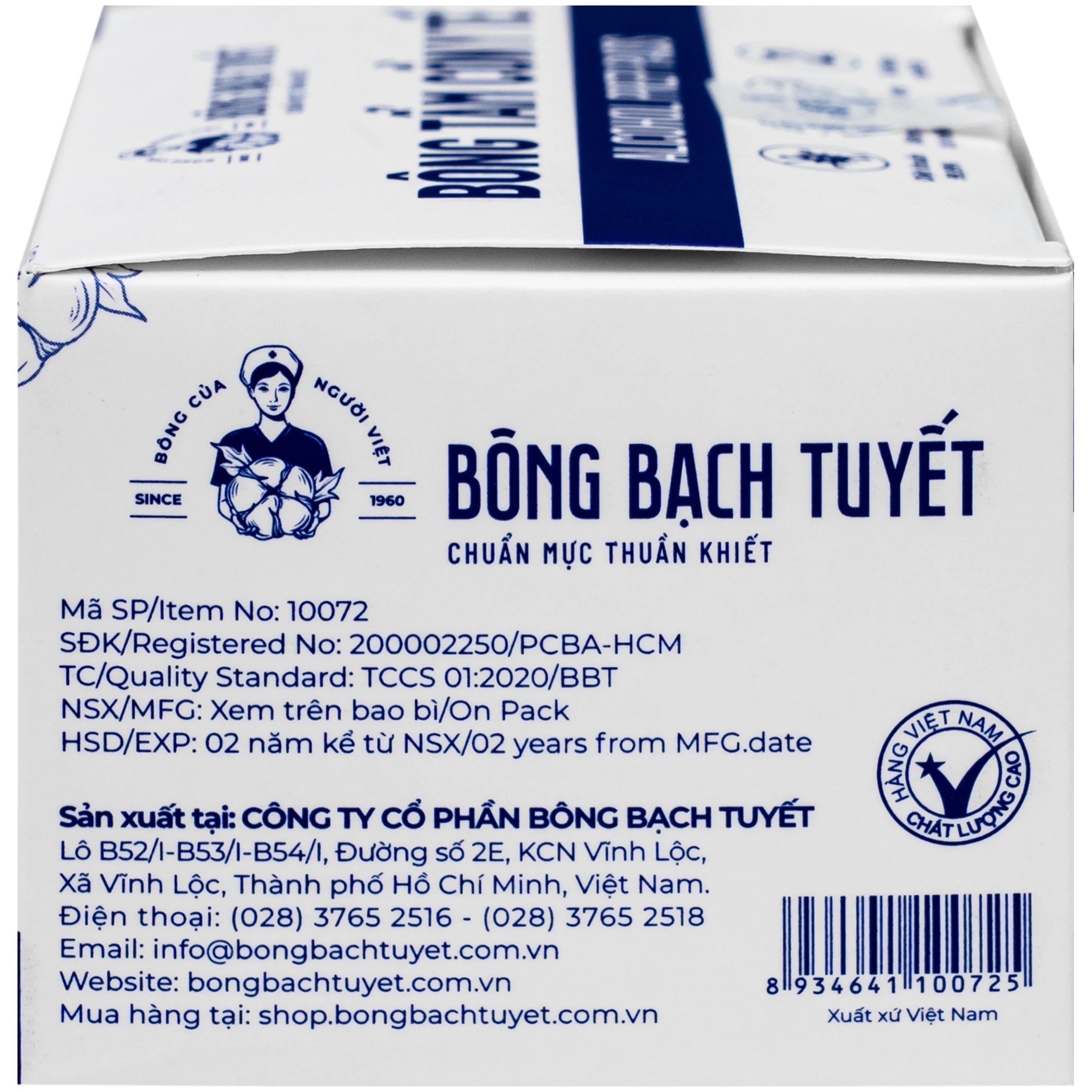Bông tẩm cồn Bông Bạch Tuyết 3x6cm - Làm sạch và khử trùng da trước khi tiêm (100 miếng) 3