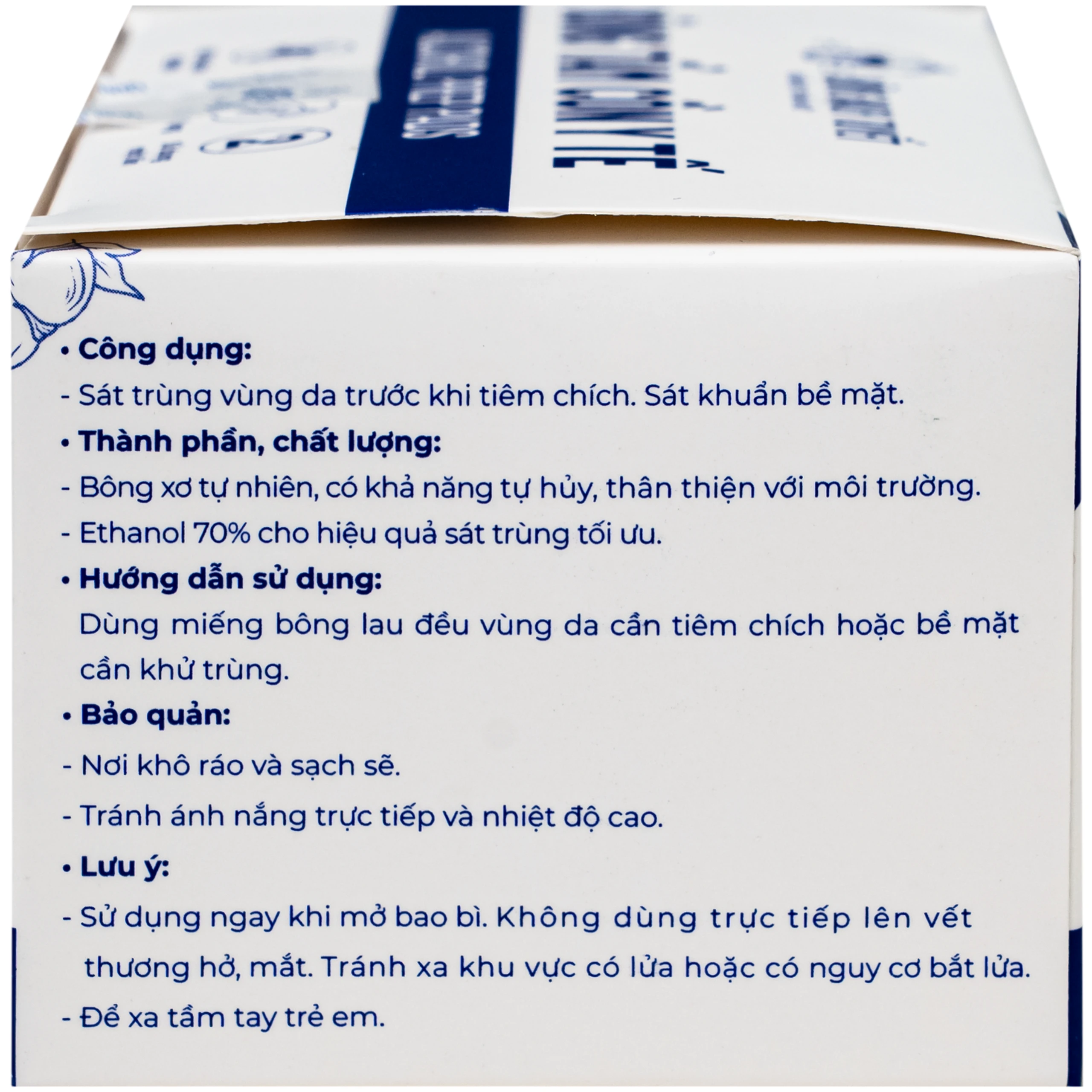 Bông tẩm cồn Bông Bạch Tuyết 3x6cm - Làm sạch và khử trùng da trước khi tiêm (100 miếng) 4
