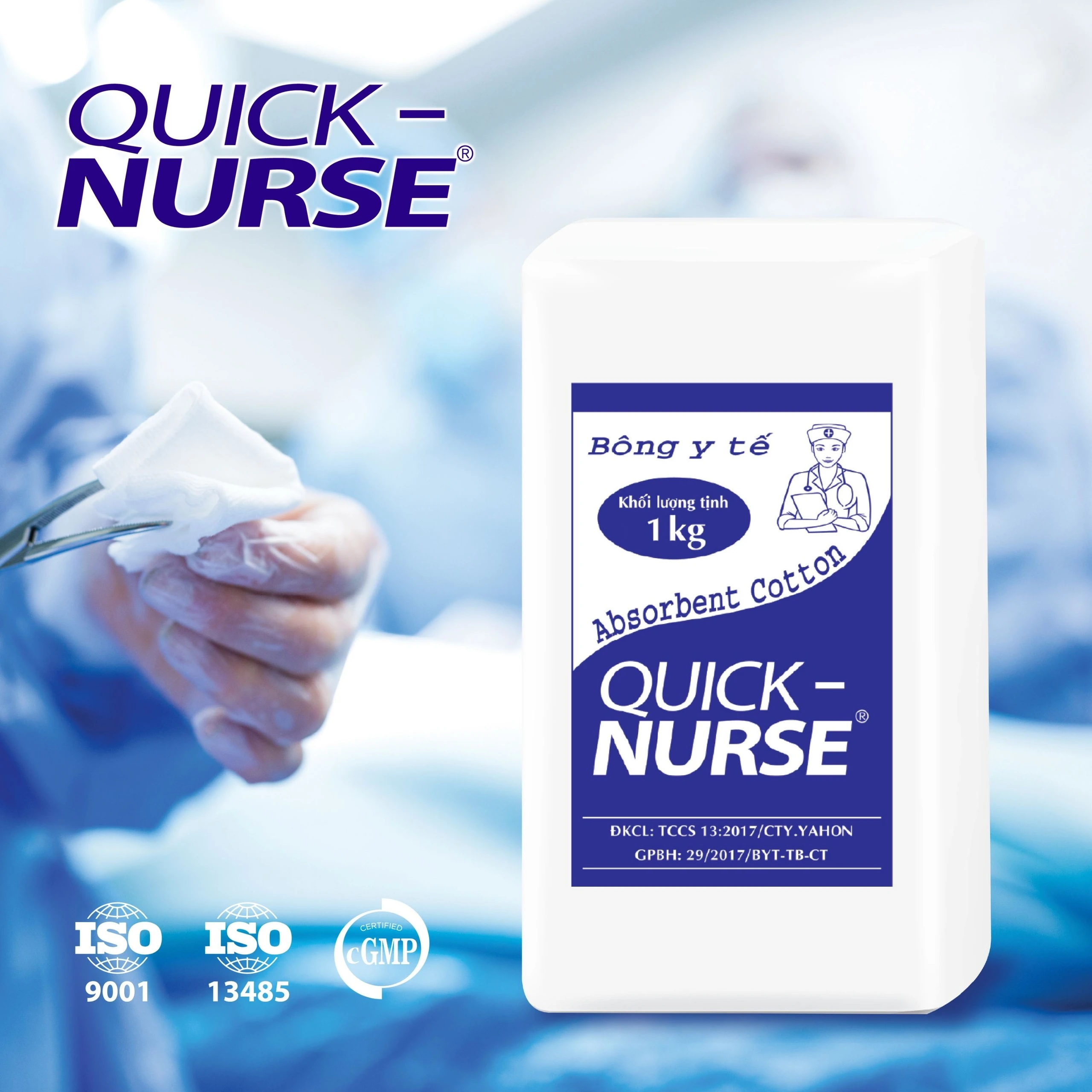 Bông gòn Quick Nurse 1kg dùng cho vết thương ngoài da, sát trùng, vệ sinh 