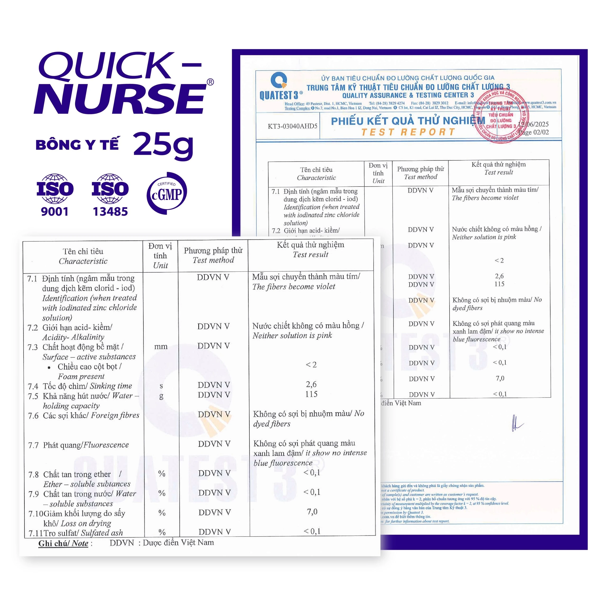 Bông gòn Quick Nurse 25g dùng cho vết thương ngoài da, sát trùng, vệ sinh 