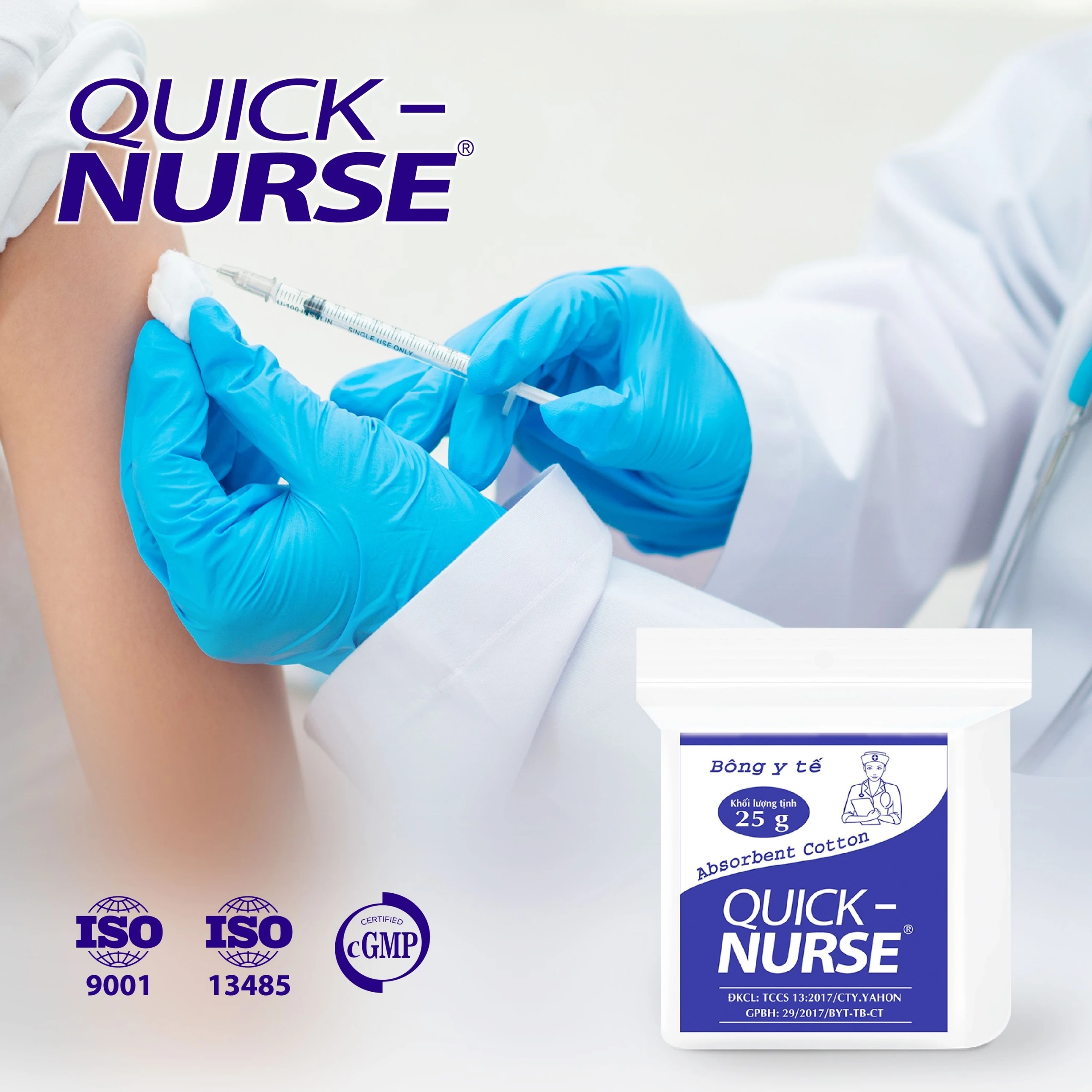 Bông gòn Quick Nurse 25g dùng cho vết thương ngoài da, sát trùng, vệ sinh 