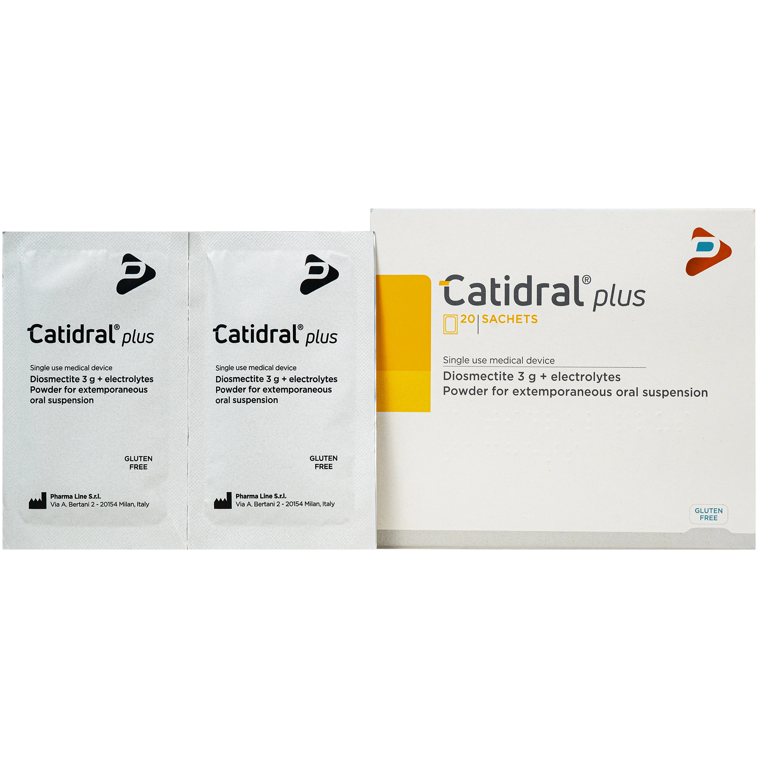 Bột Catidral plus kiểm soát tiêu chảy cấp và mạn tính, bù điện giải, bảo vệ niêm mạc hệ tiêu hóa cho trẻ trên 2 tuổi & người lớn, bệnh nhân ung thư (Hộp 20 gói) 1