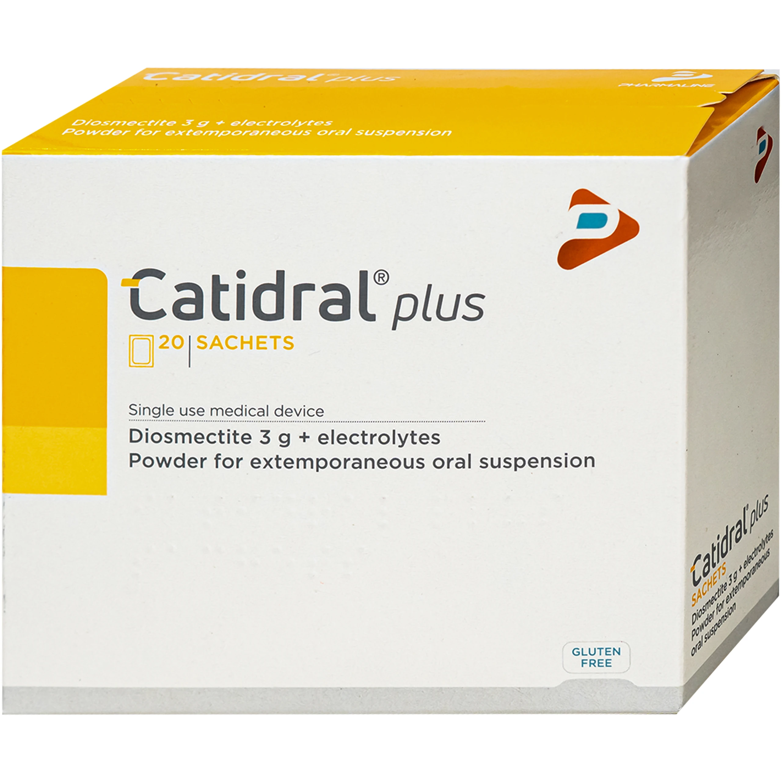Bột Catidral plus kiểm soát tiêu chảy cấp và mạn tính, bù điện giải, bảo vệ niêm mạc hệ tiêu hóa cho trẻ trên 2 tuổi & người lớn, bệnh nhân ung thư (Hộp 20 gói) 2