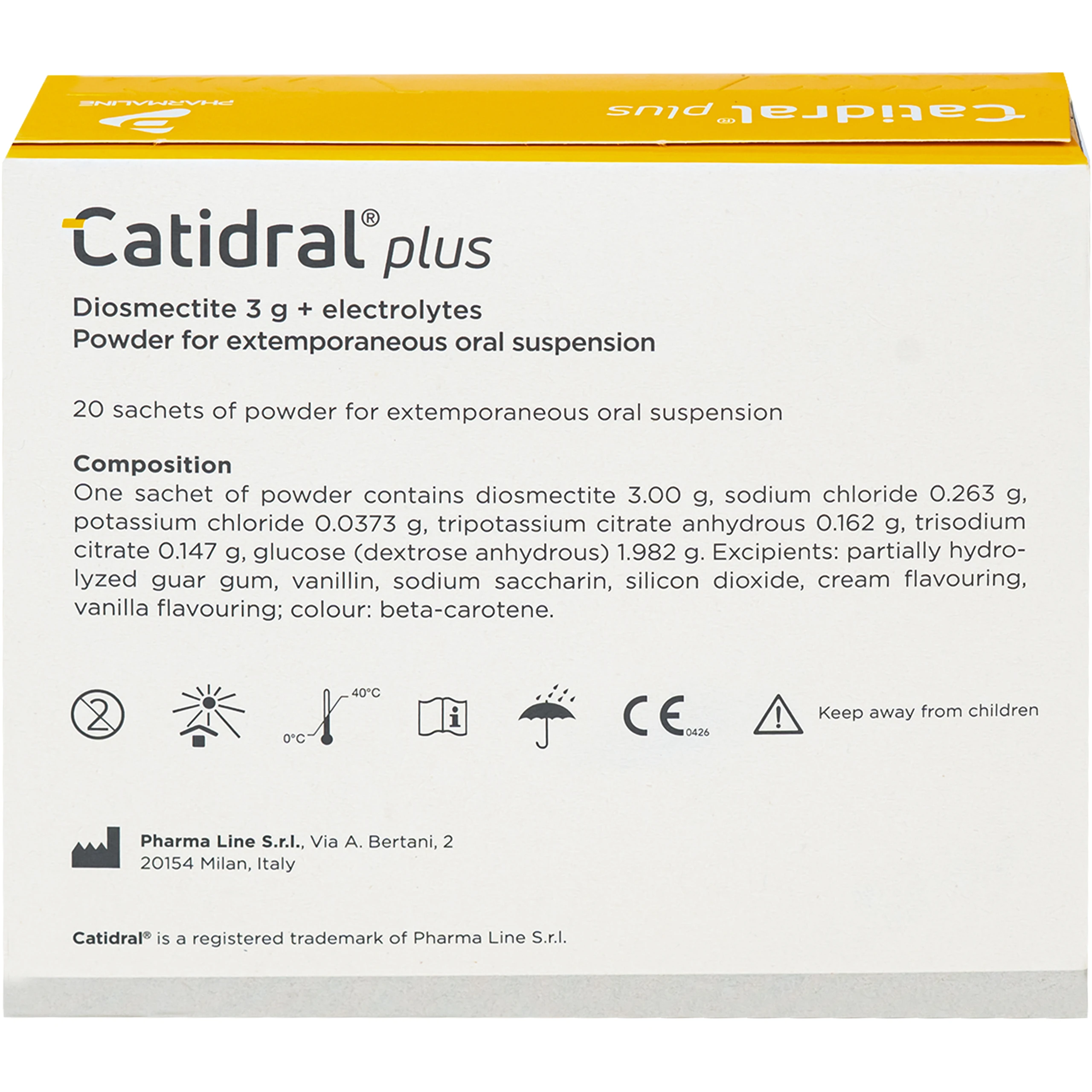 Bột Catidral plus kiểm soát tiêu chảy cấp và mạn tính, bù điện giải, bảo vệ niêm mạc hệ tiêu hóa cho trẻ trên 2 tuổi & người lớn, bệnh nhân ung thư (Hộp 20 gói) 3